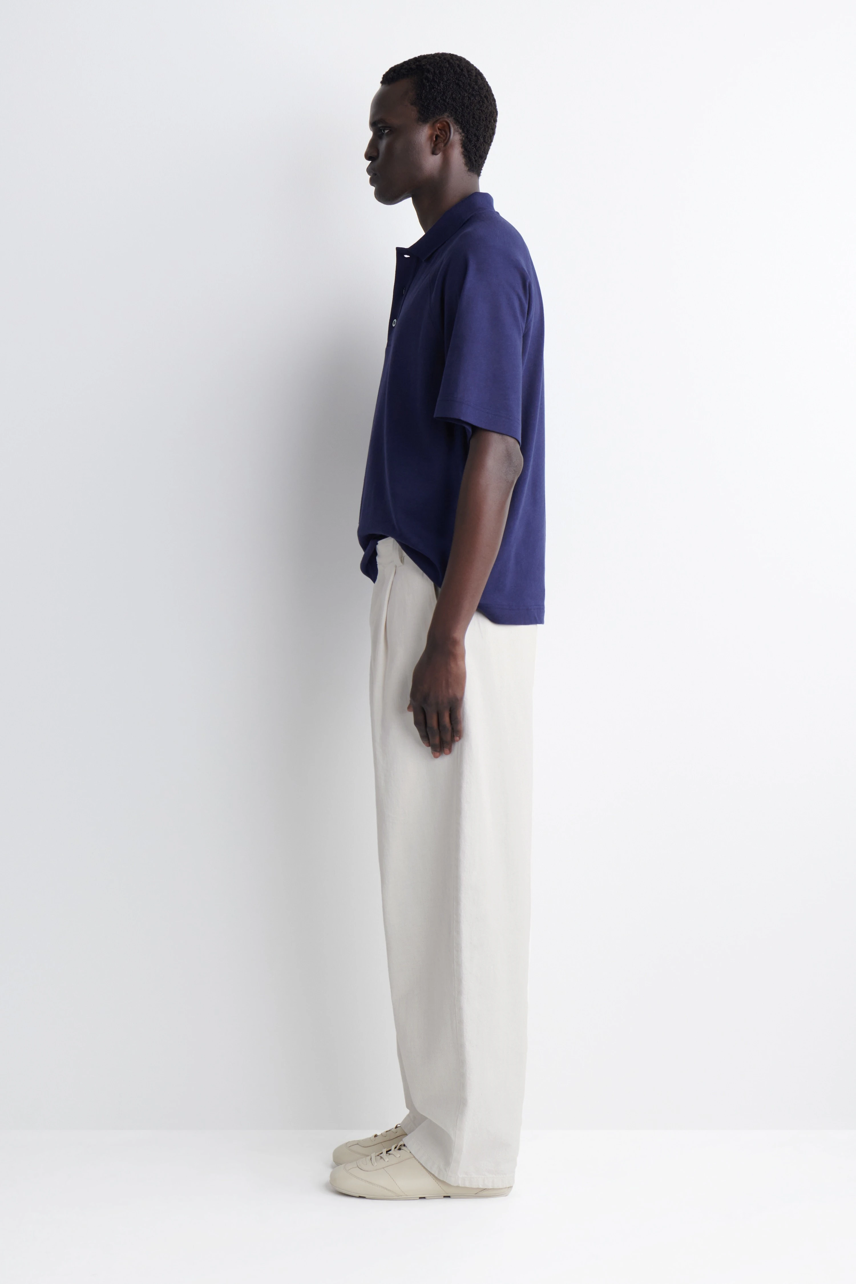 RELAXED COTTON-LINEN POLO SHIRT - 4