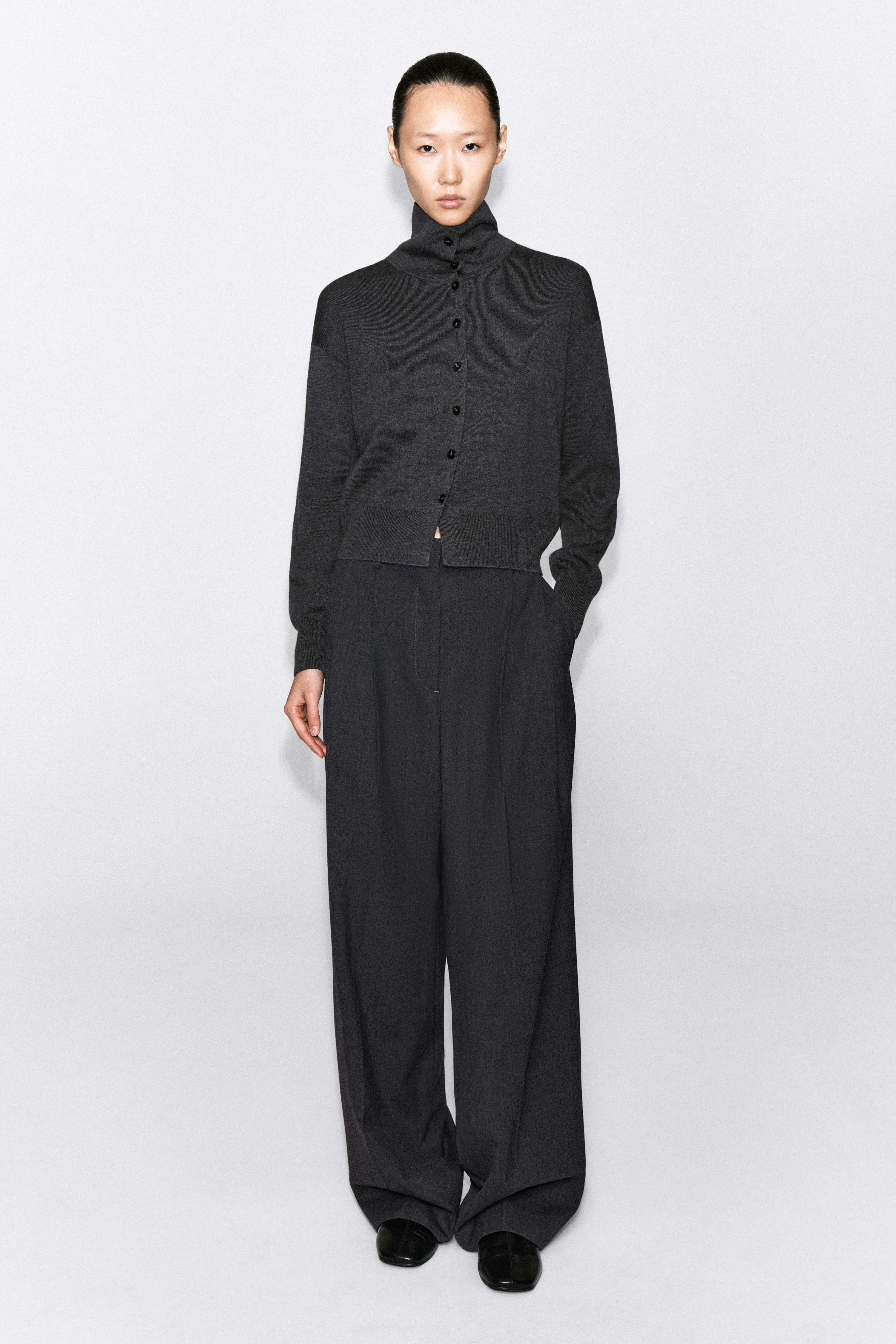 MERINO WOOL FUNNEL-NECK CARDIGAN - 3