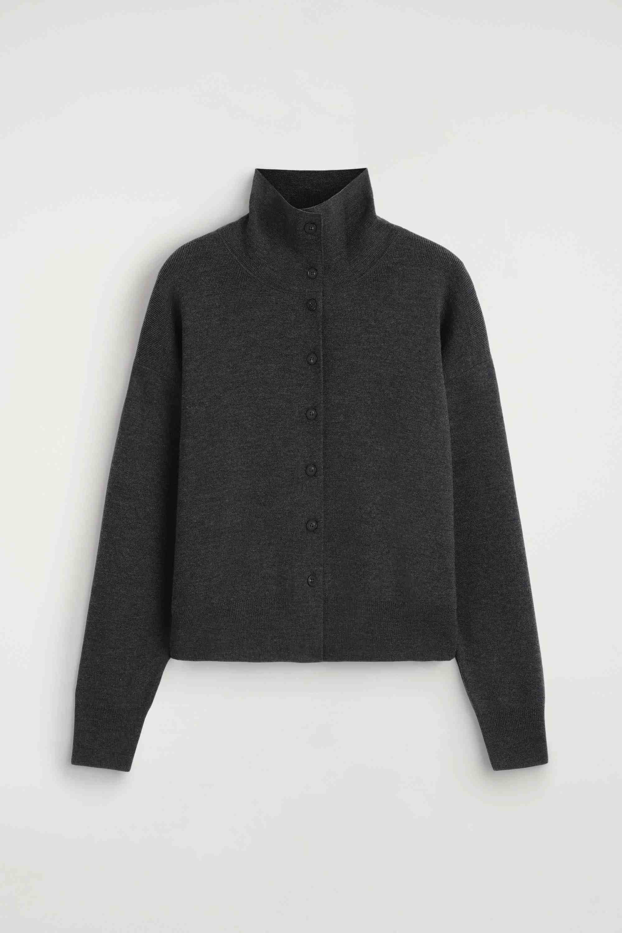 MERINO WOOL FUNNEL-NECK CARDIGAN - 7