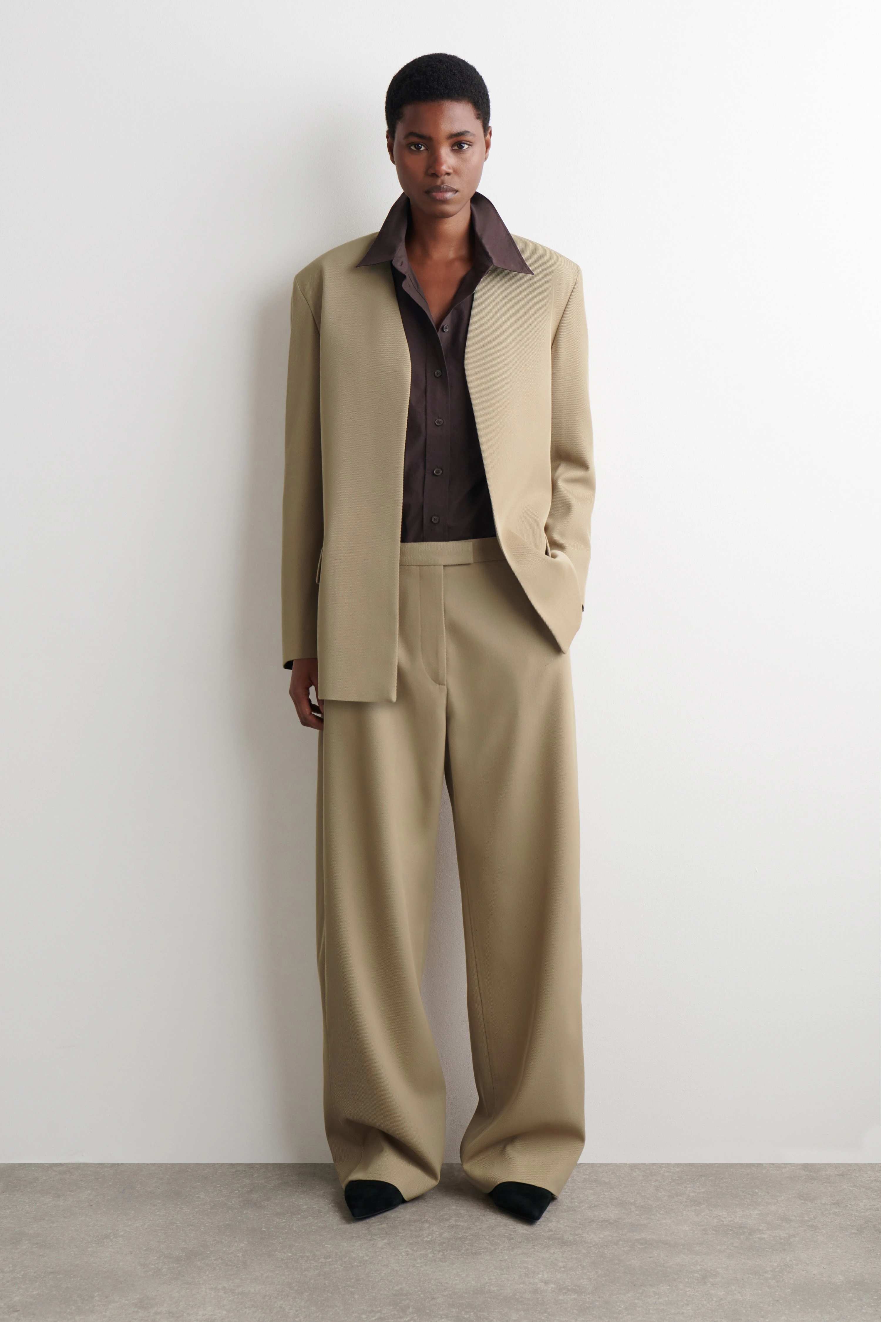 COLLARLESS WOOL-TWILL BLAZER - 4
