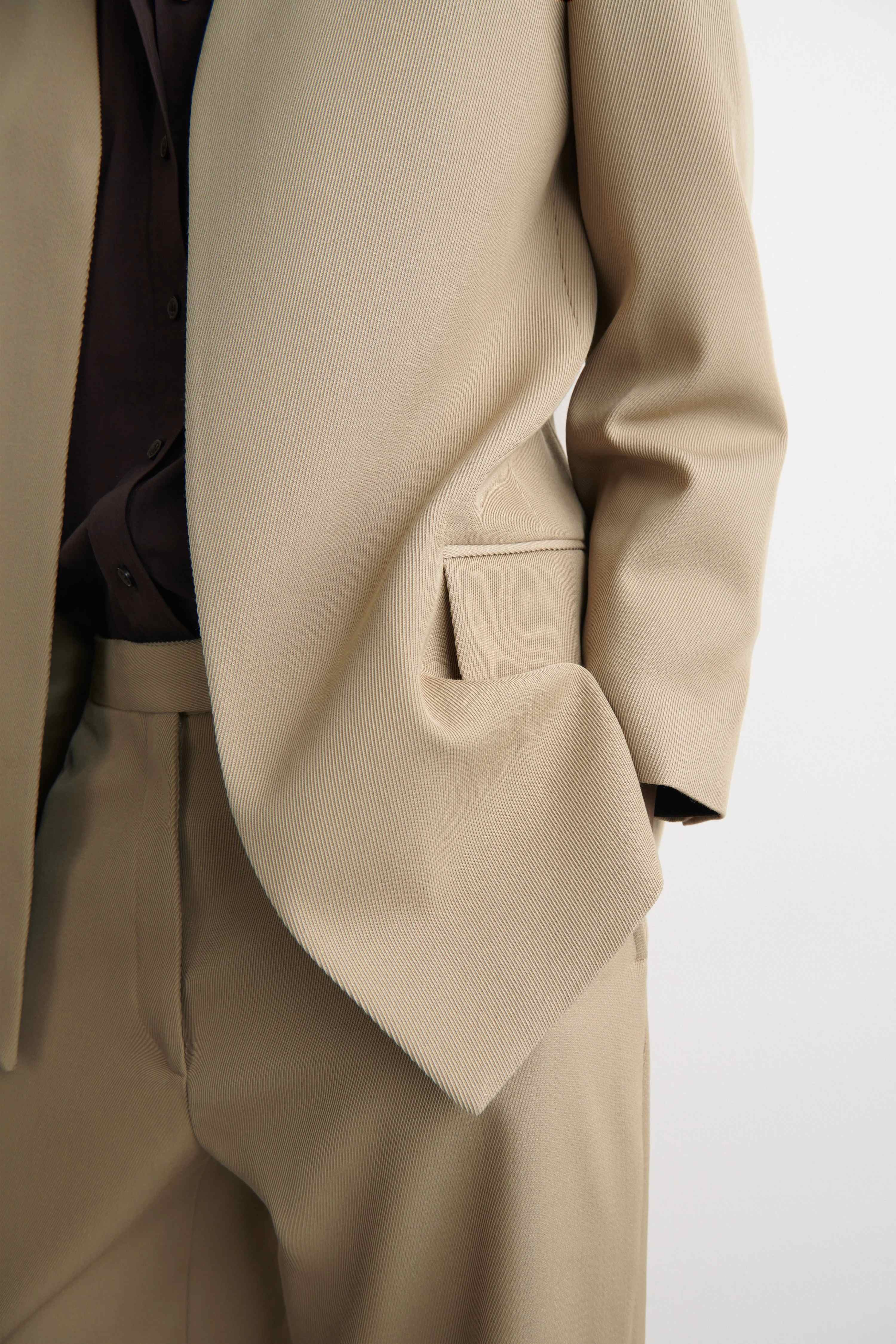 COLLARLESS WOOL-TWILL BLAZER - 5