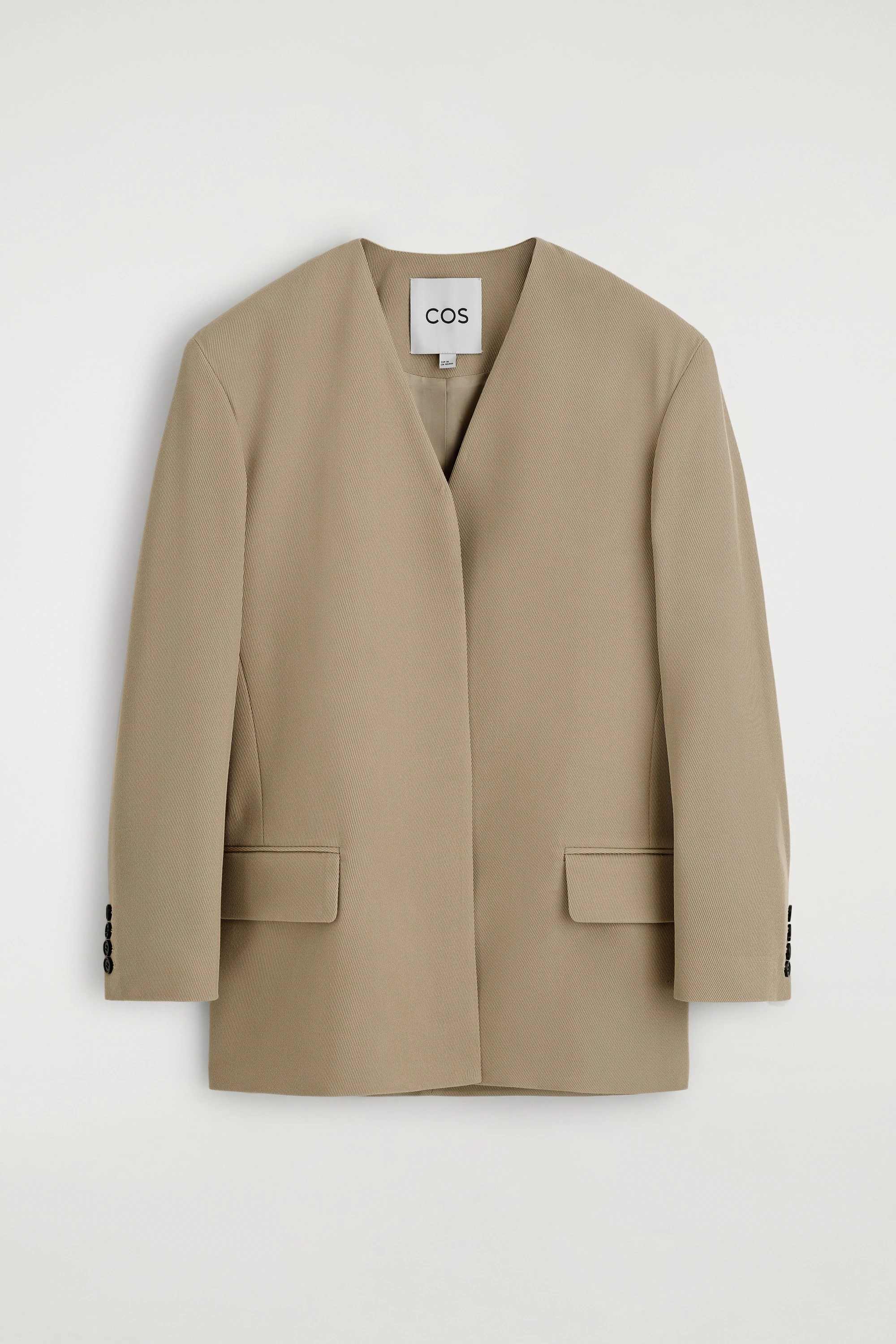 COLLARLESS WOOL-TWILL BLAZER - 7