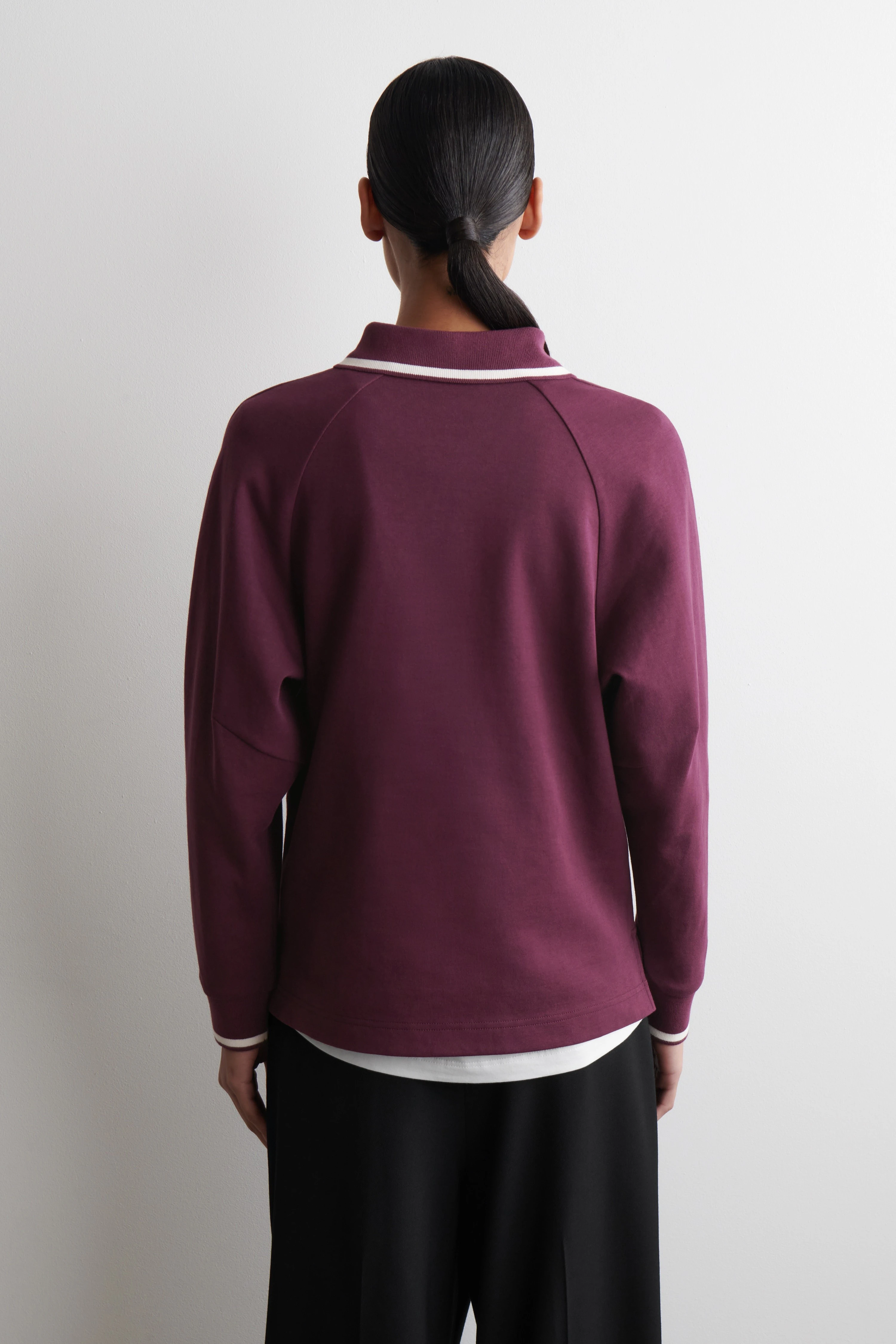 CONTRAST-TIPPED COTTON POLO TOP