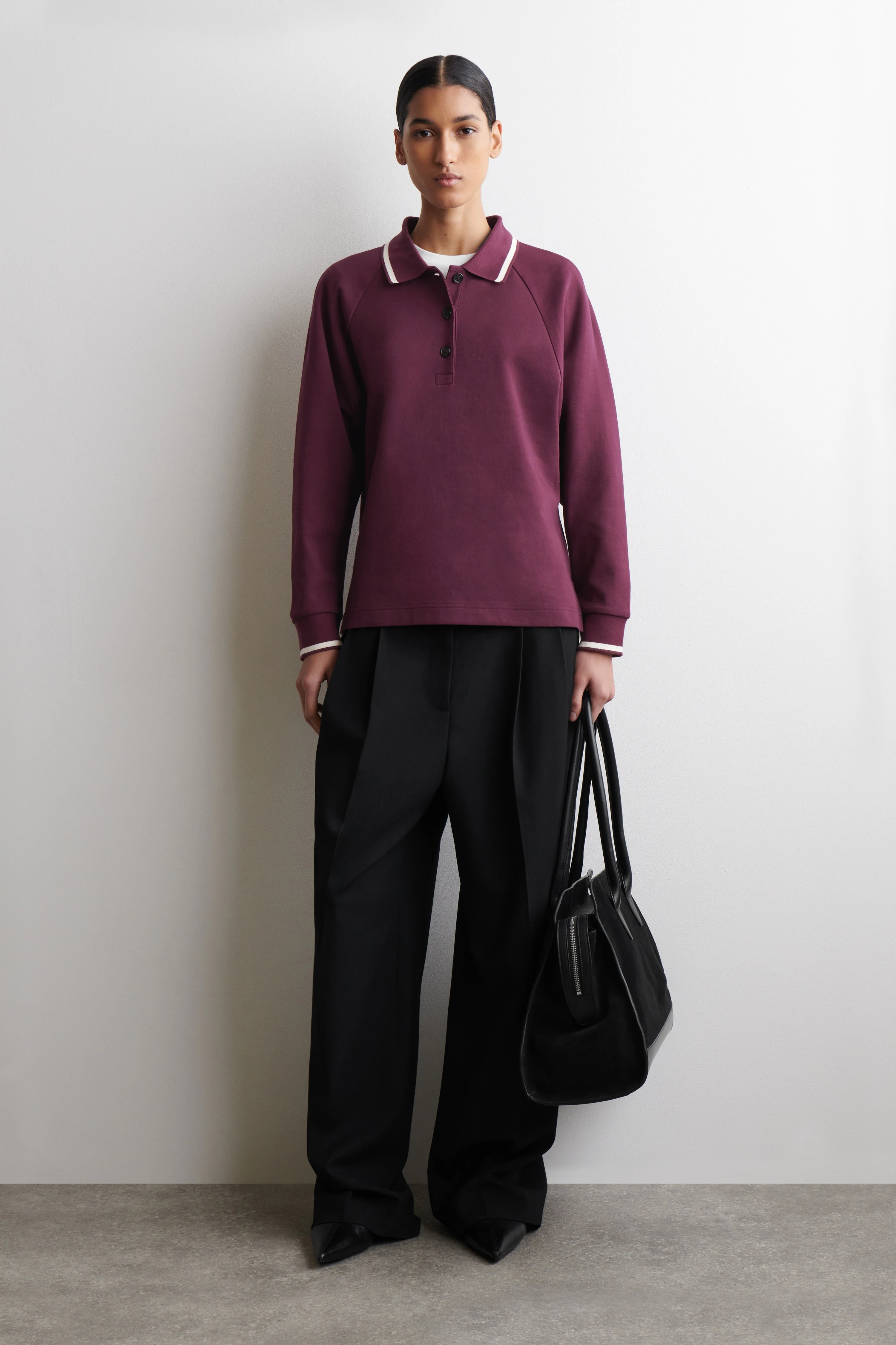 CONTRAST-TIPPED COTTON POLO TOP - 3