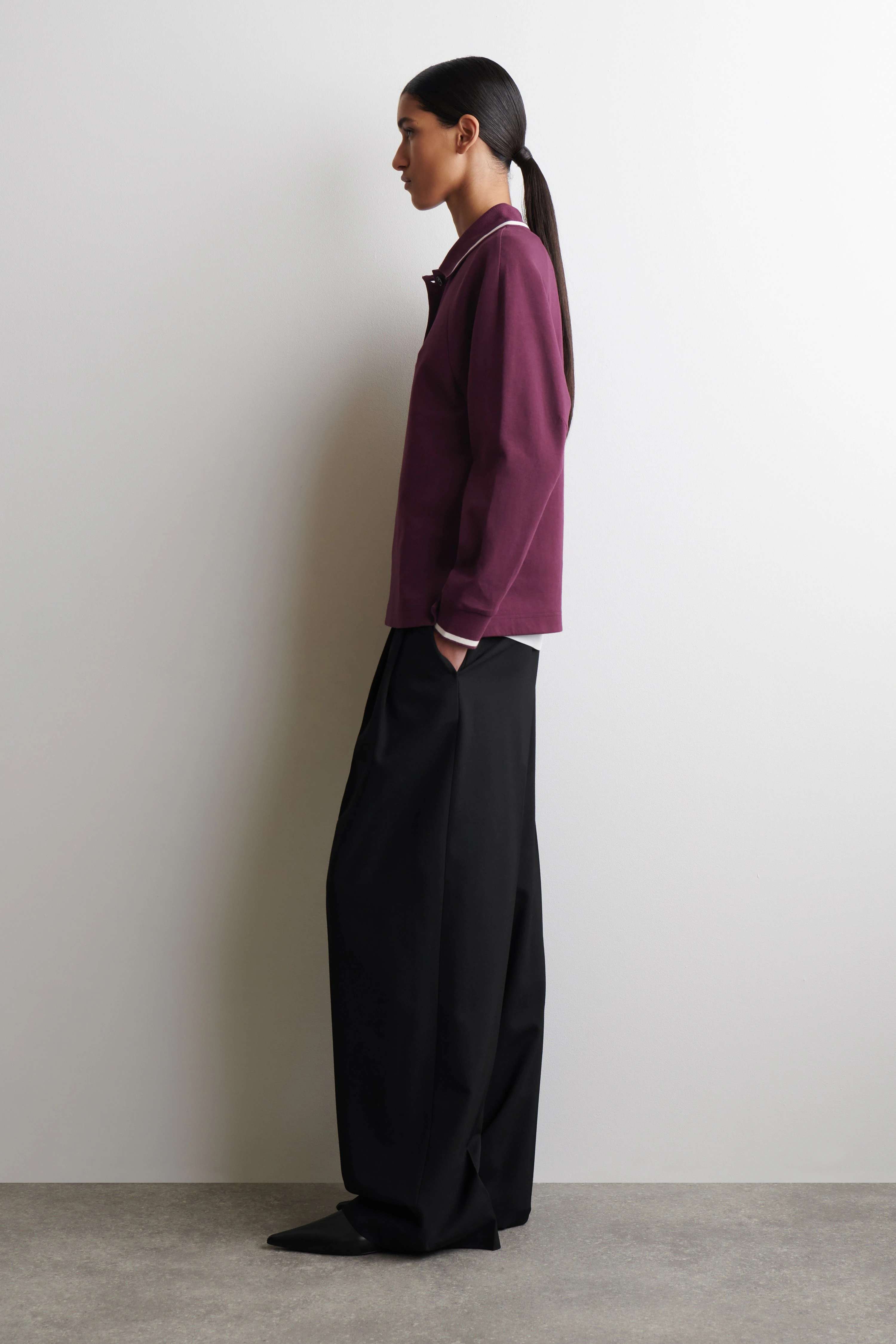 CONTRAST-TIPPED COTTON POLO TOP - 4