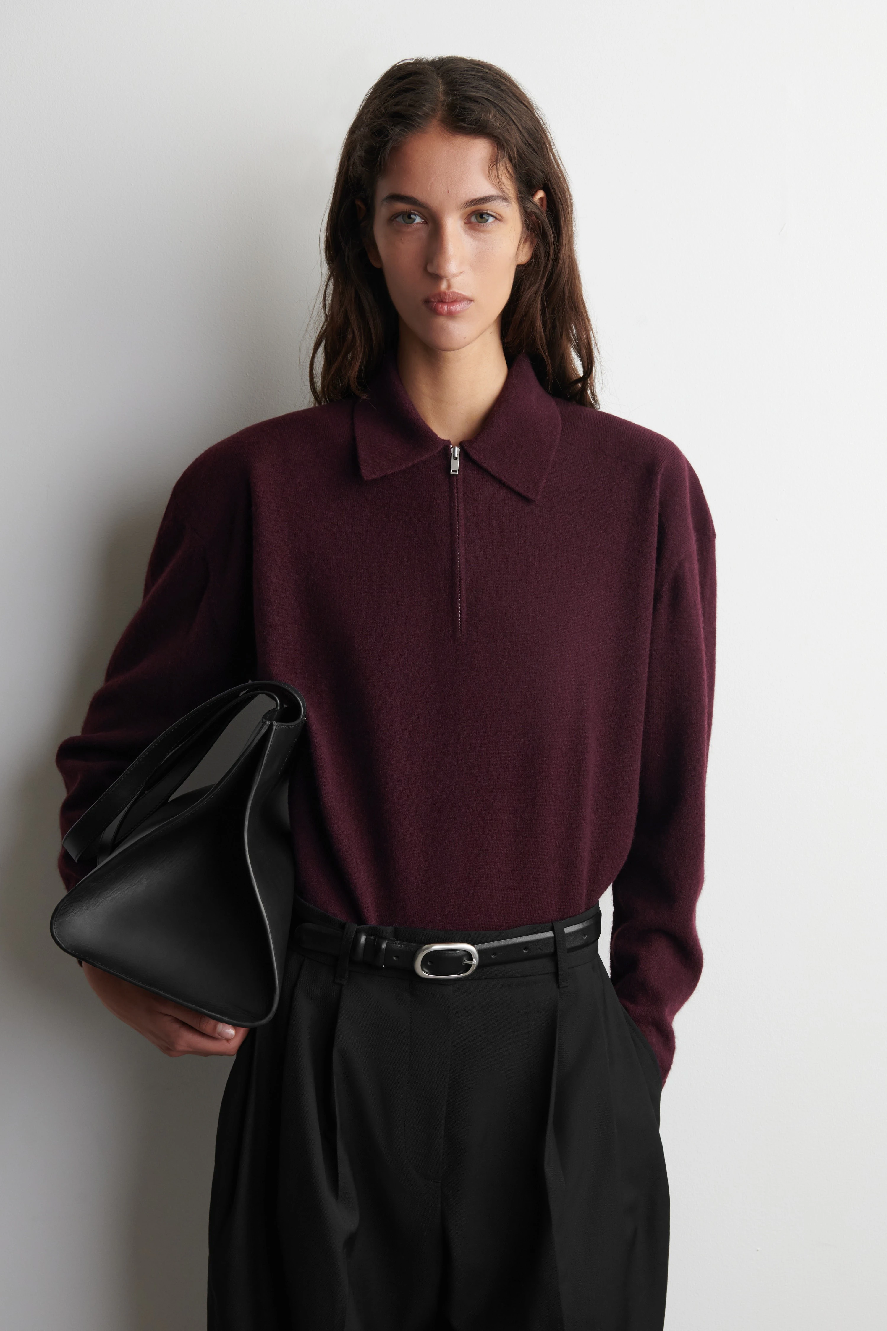 MERINO WOOL-YAK ZIP-UP POLO SHIRT - 1