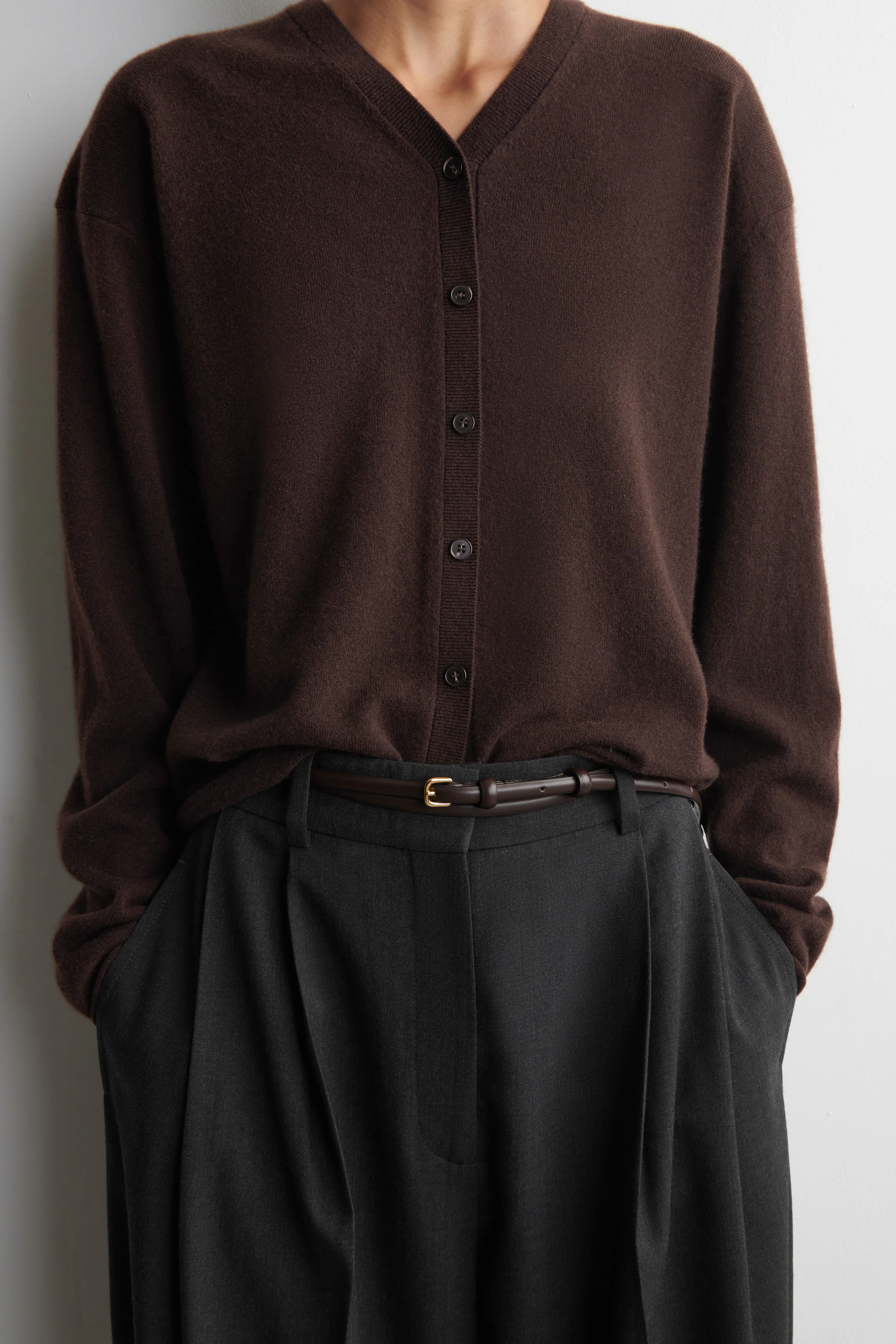 MERINO WOOL V-NECK CARDIGAN - 5