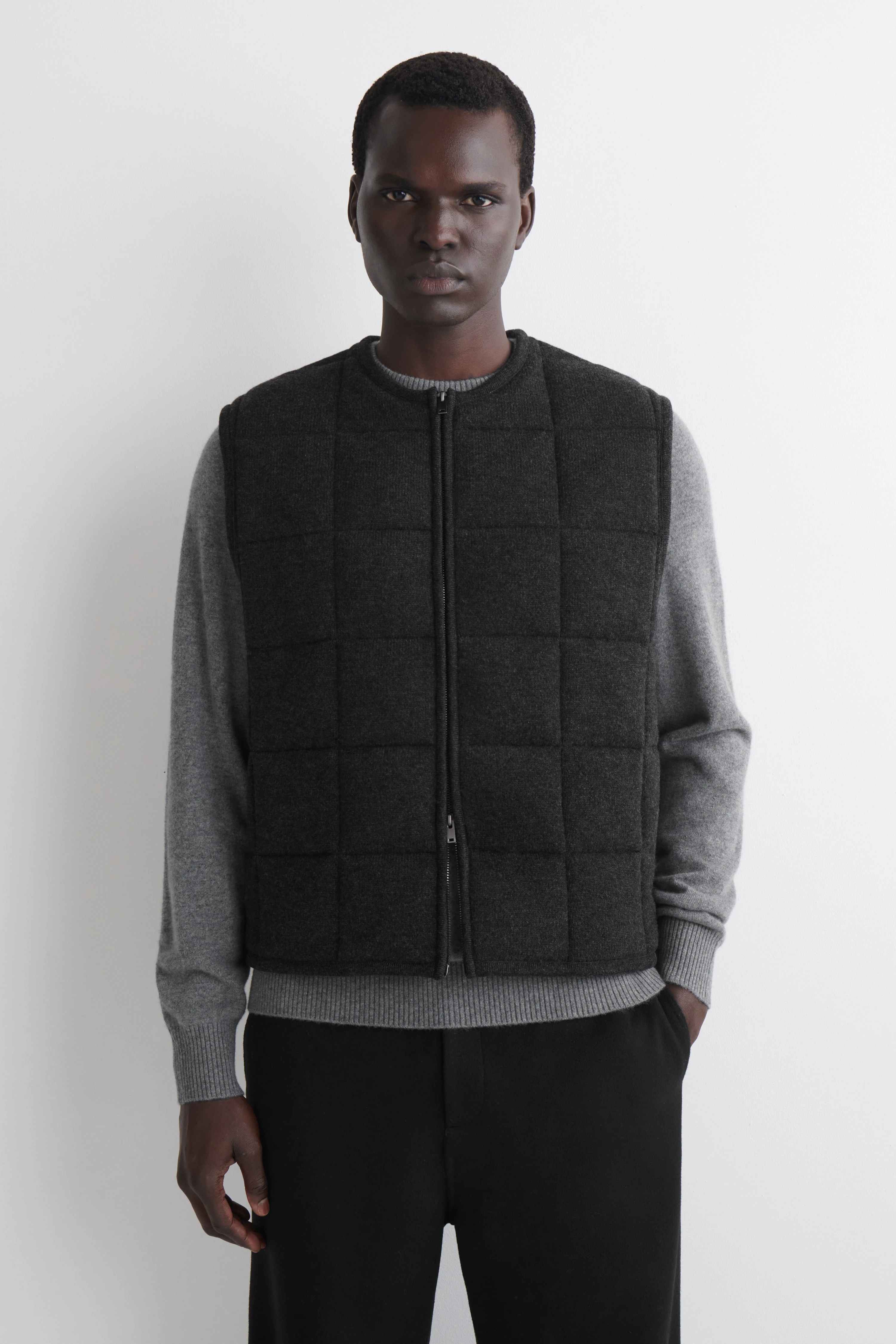 PADDED QUILTED KNITTED MERINO WOOL GILET