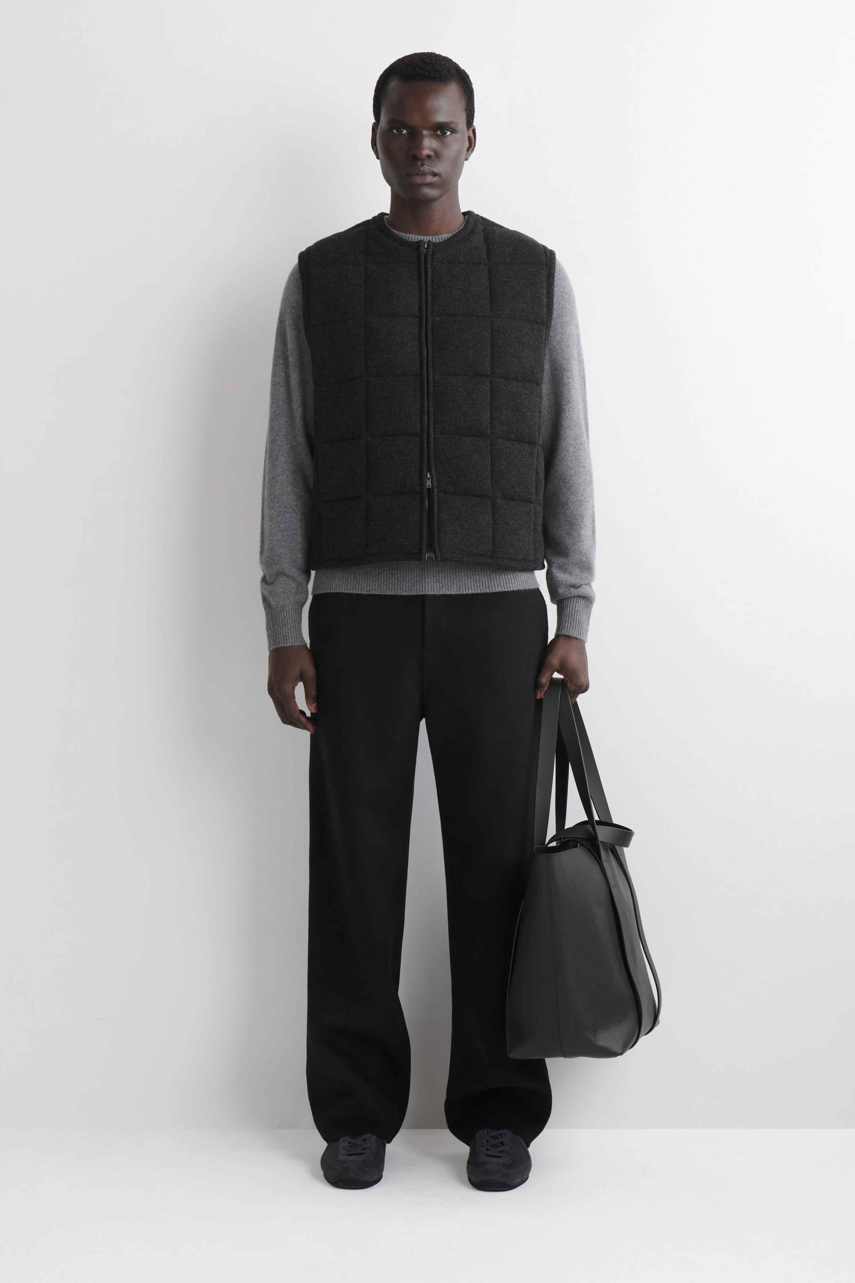 PADDED QUILTED KNITTED MERINO WOOL GILET - 4