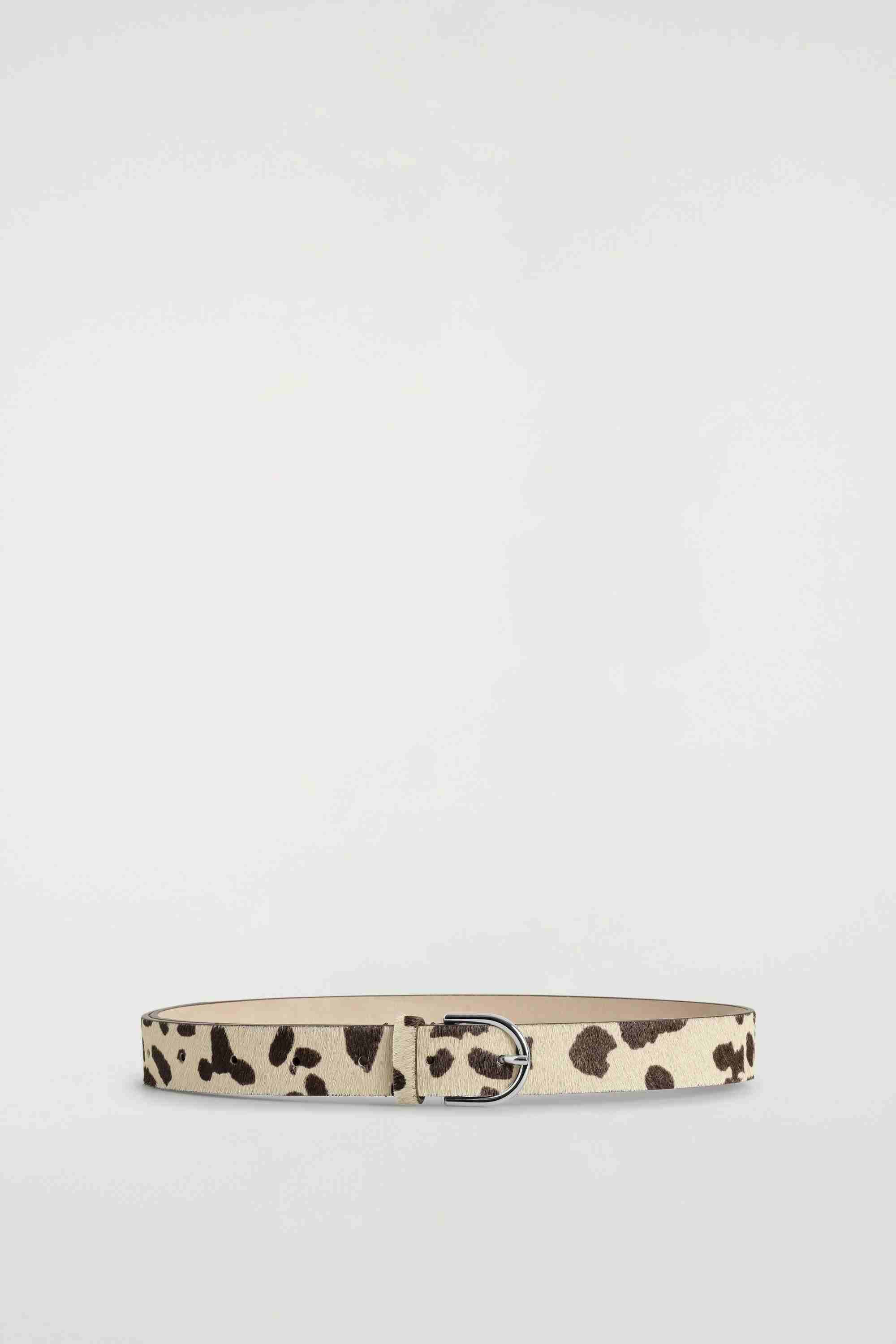 ANIMAL-PRINT PONY HAIR-EFFECT LEATHER BELT