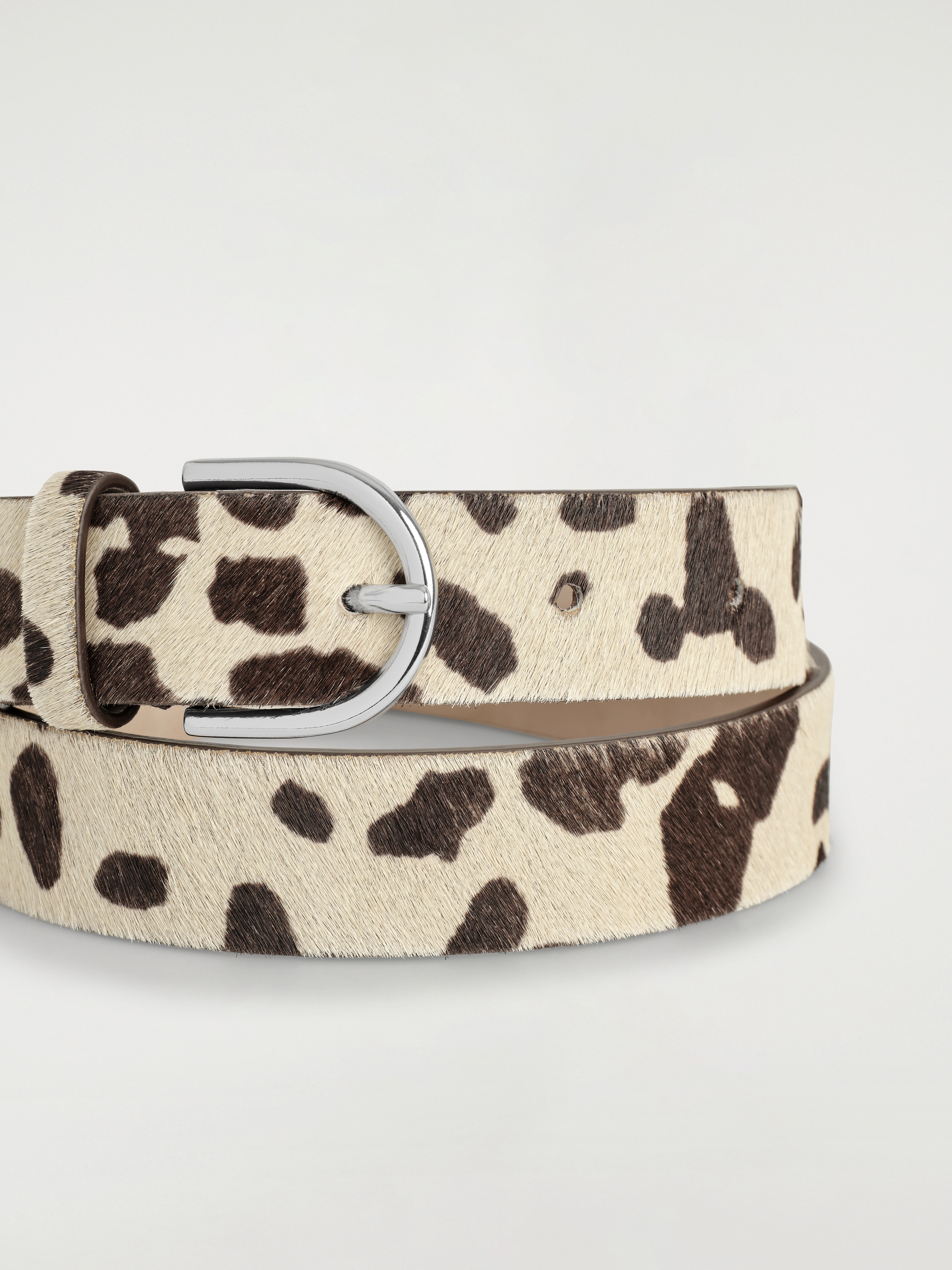 ANIMAL-PRINT PONY HAIR-EFFECT LEATHER BELT - 3