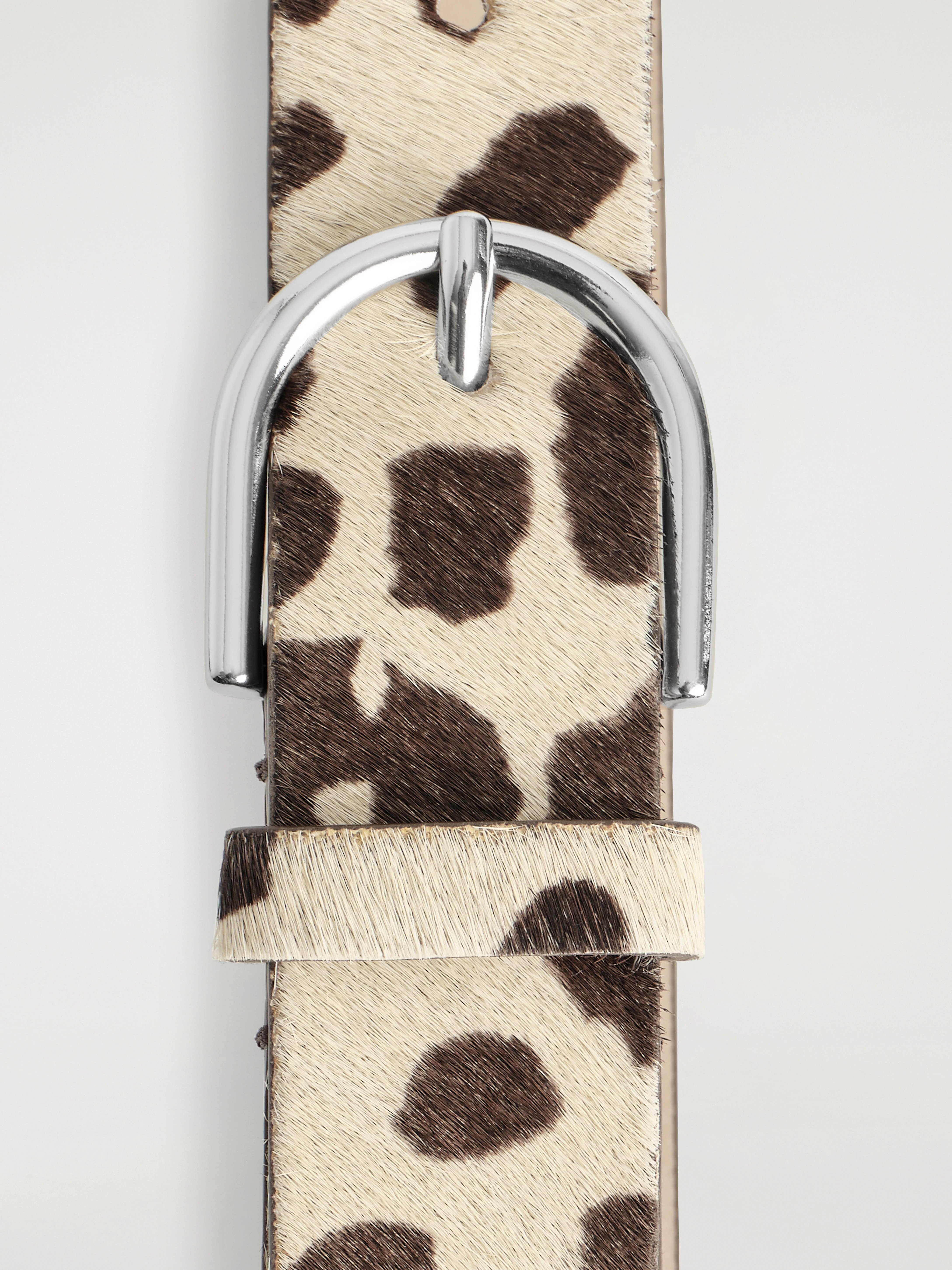 ANIMAL-PRINT PONY HAIR-EFFECT LEATHER BELT - 4