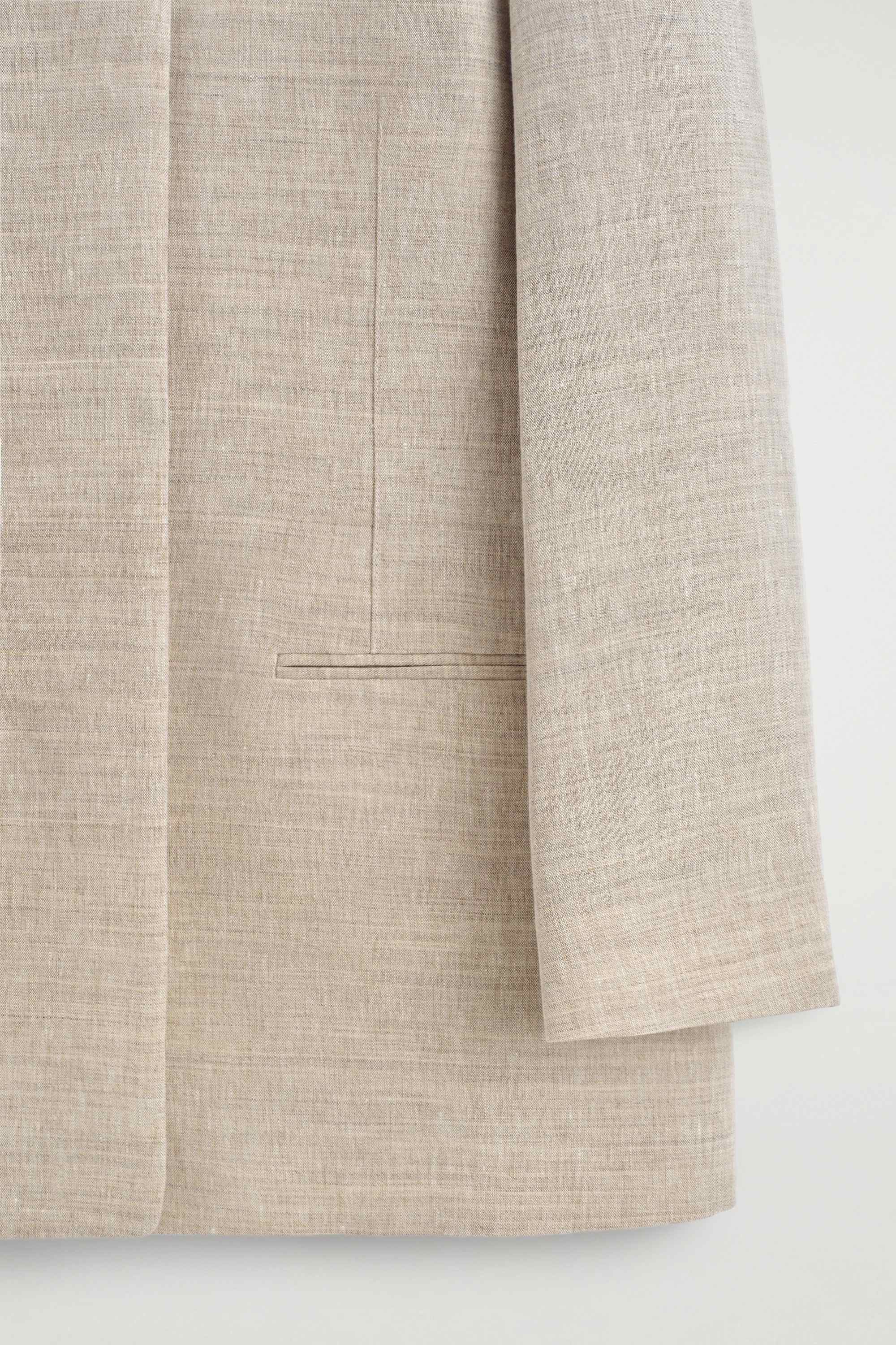 STRUCTURED COLLARLESS LINEN BLAZER - 7