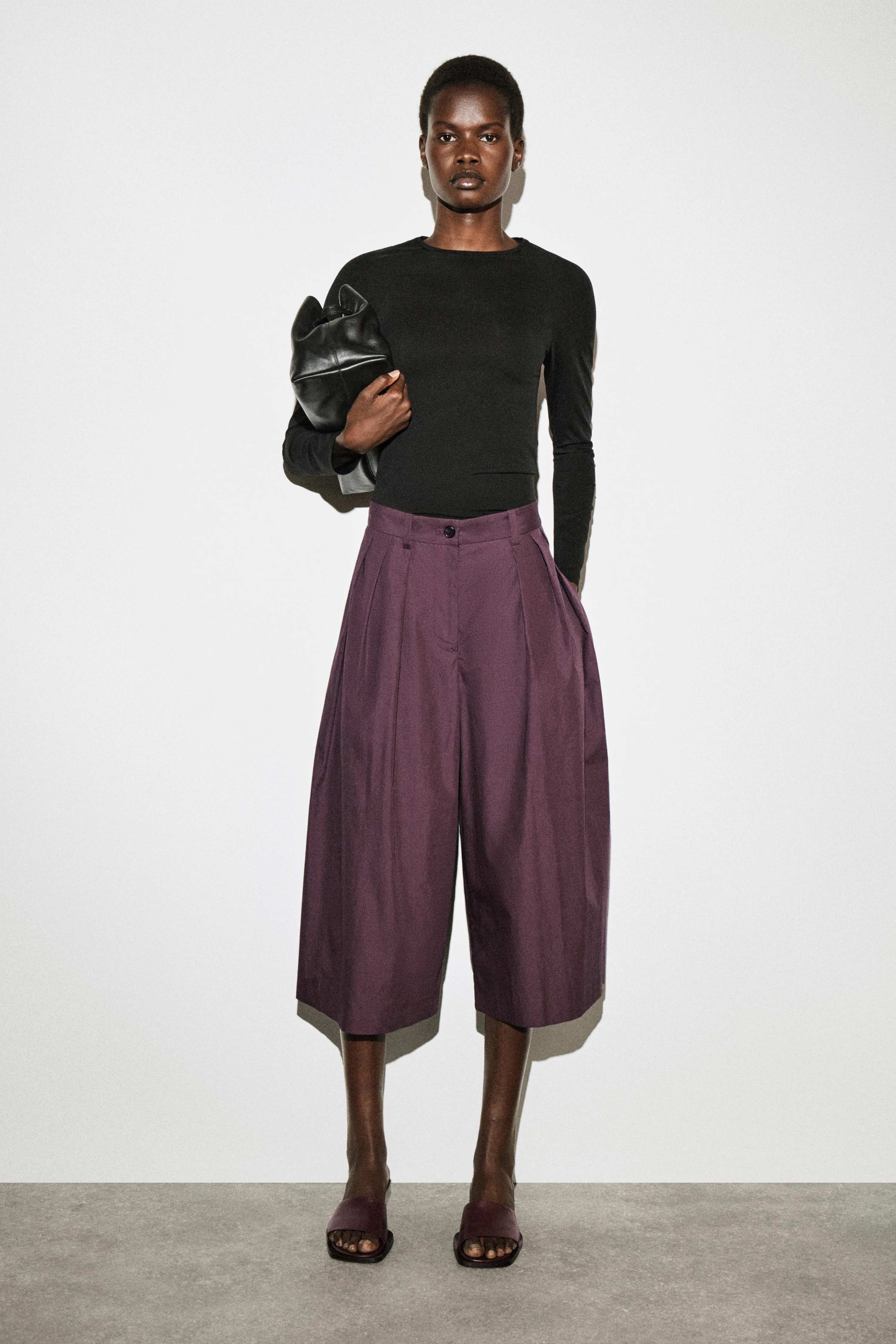 PLEATED COTTON CULOTTES - 1