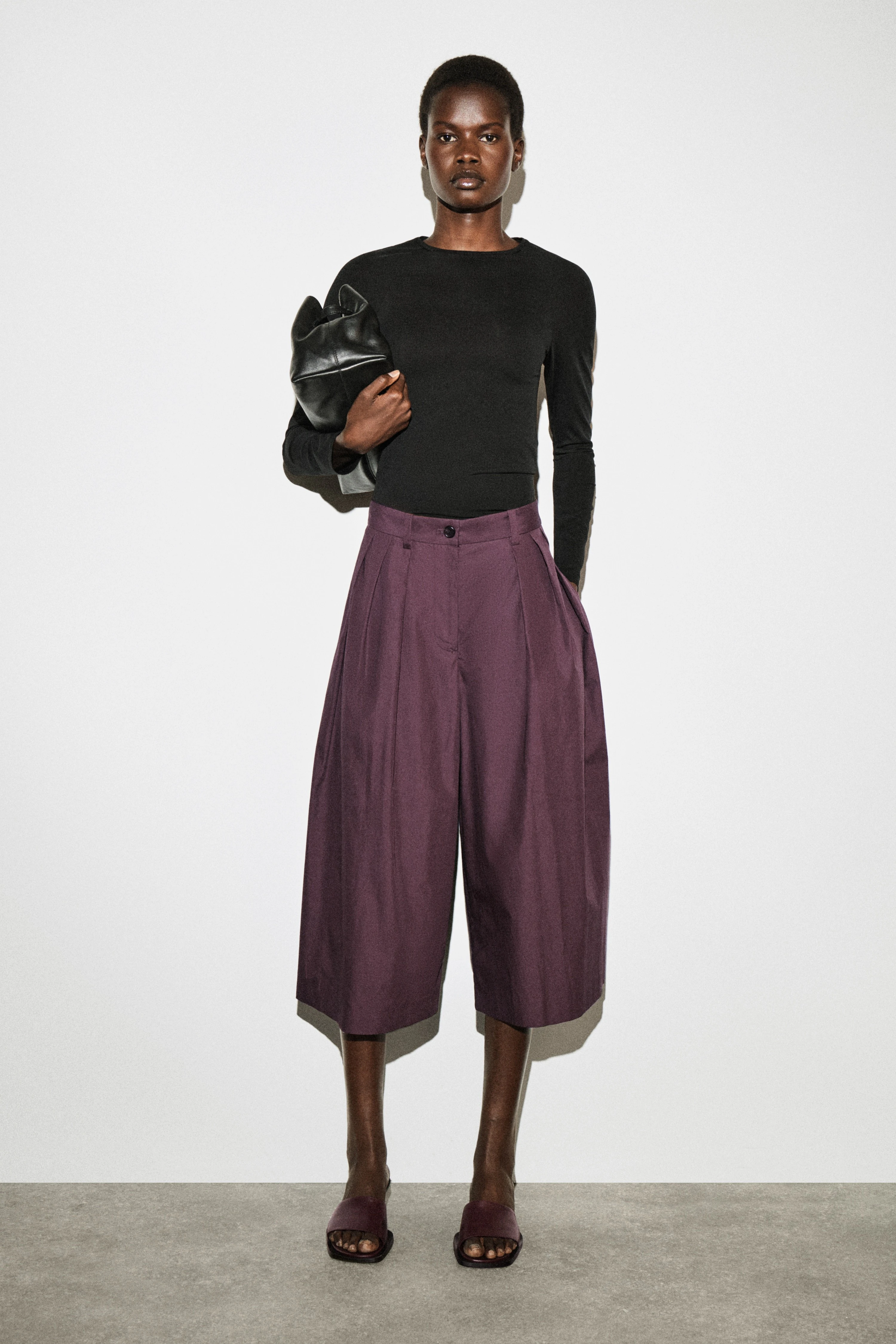 PLEATED COTTON CULOTTES - 1