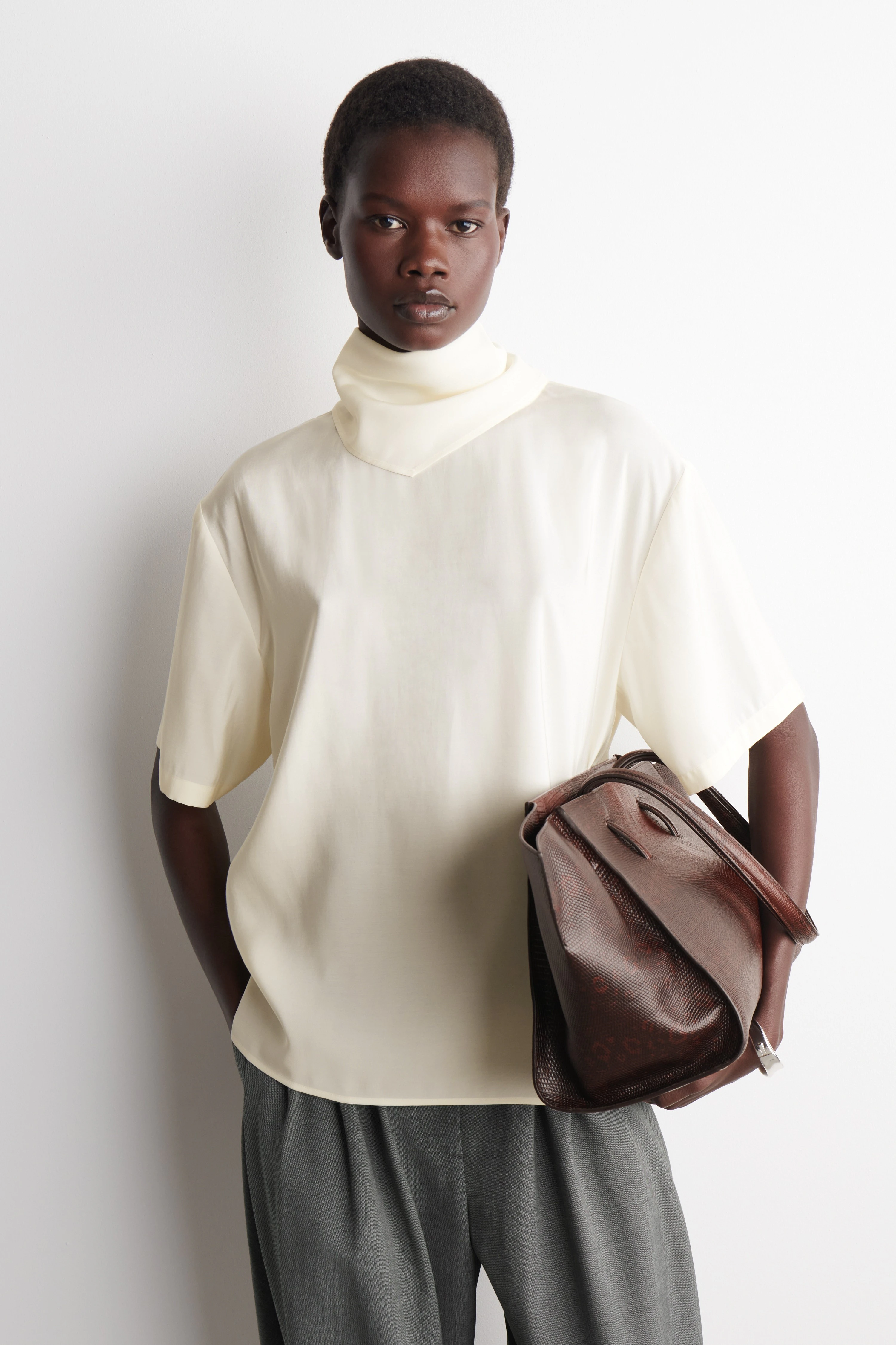 DRAPED SCARF-DETAIL TOP