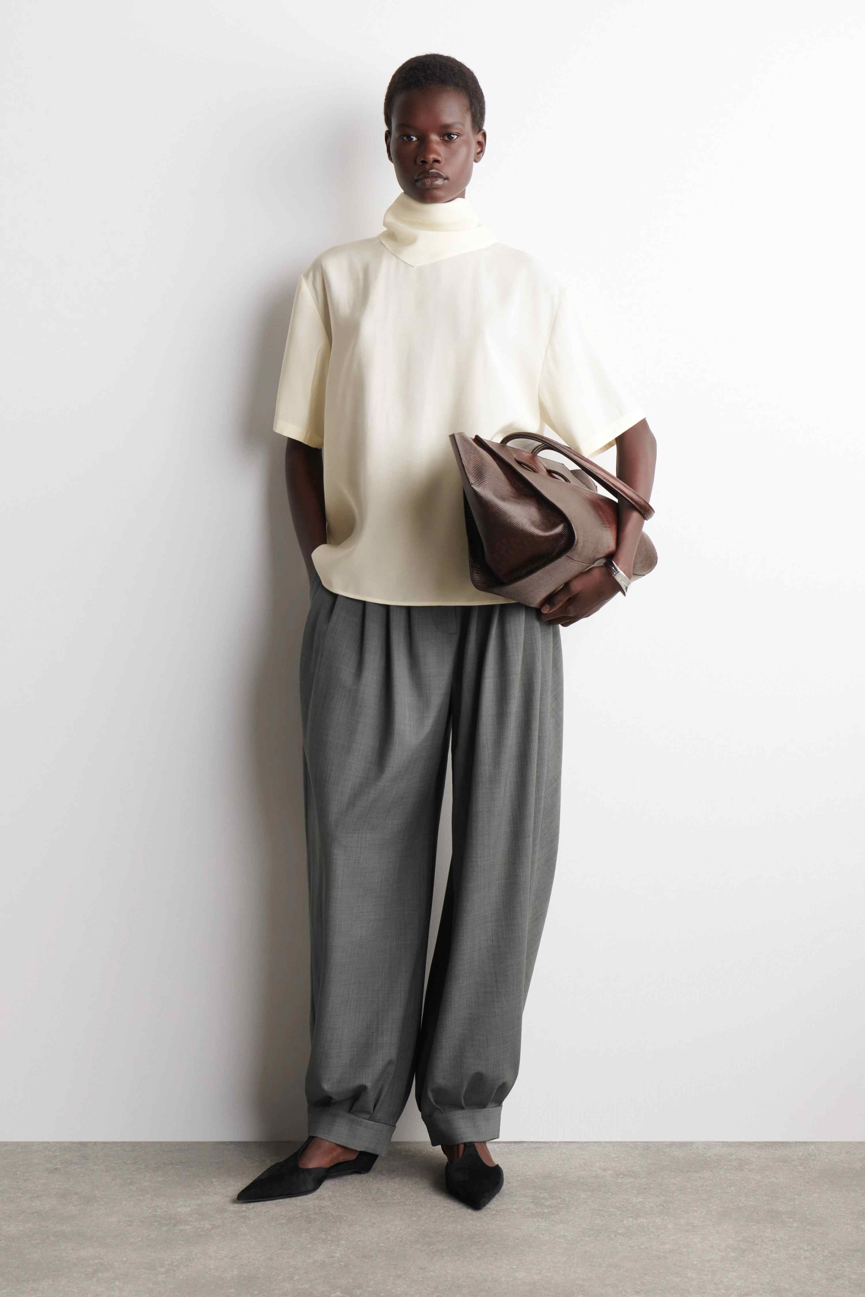 DRAPED SCARF-DETAIL TOP - 3