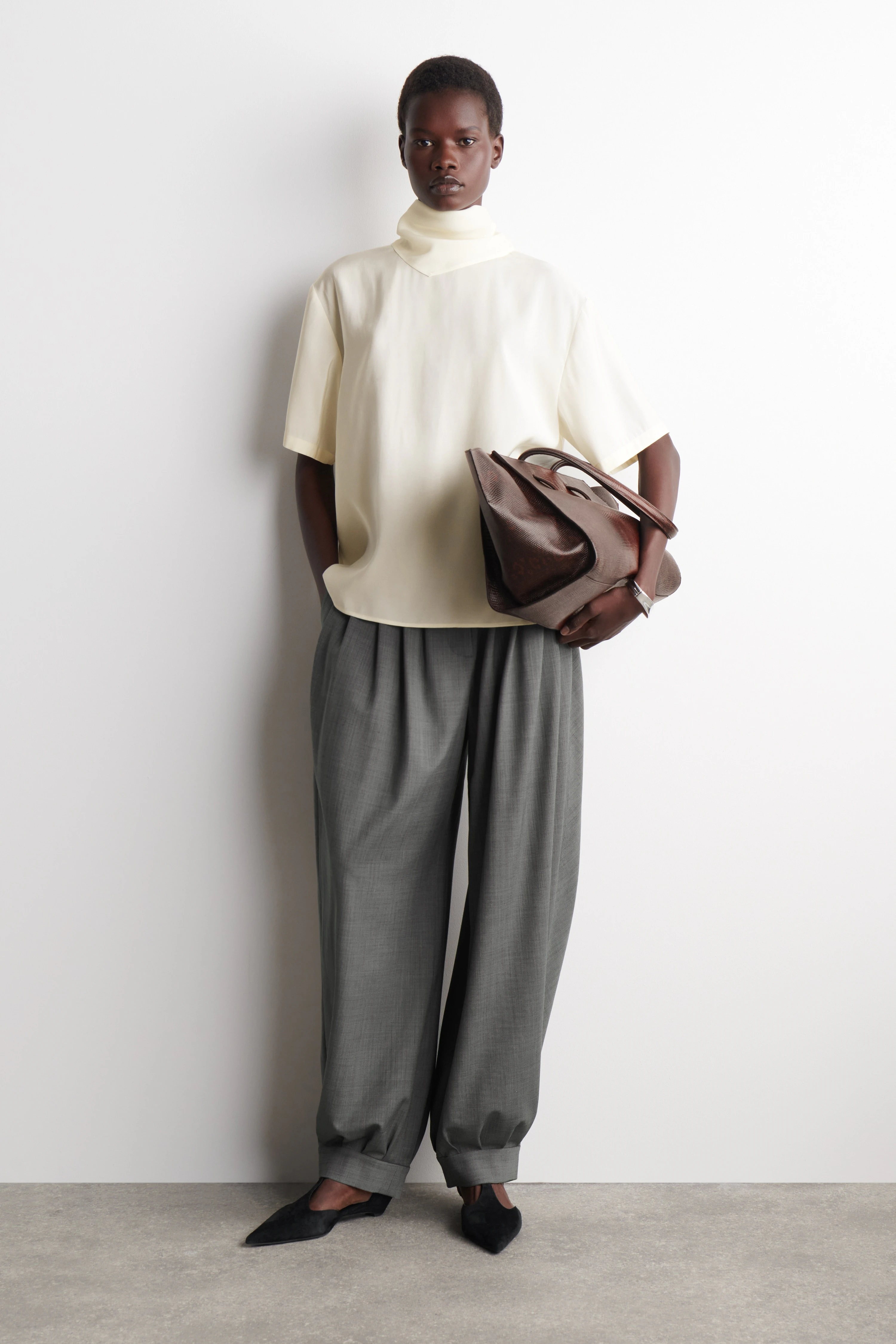 DRAPED SCARF-DETAIL TOP - 3