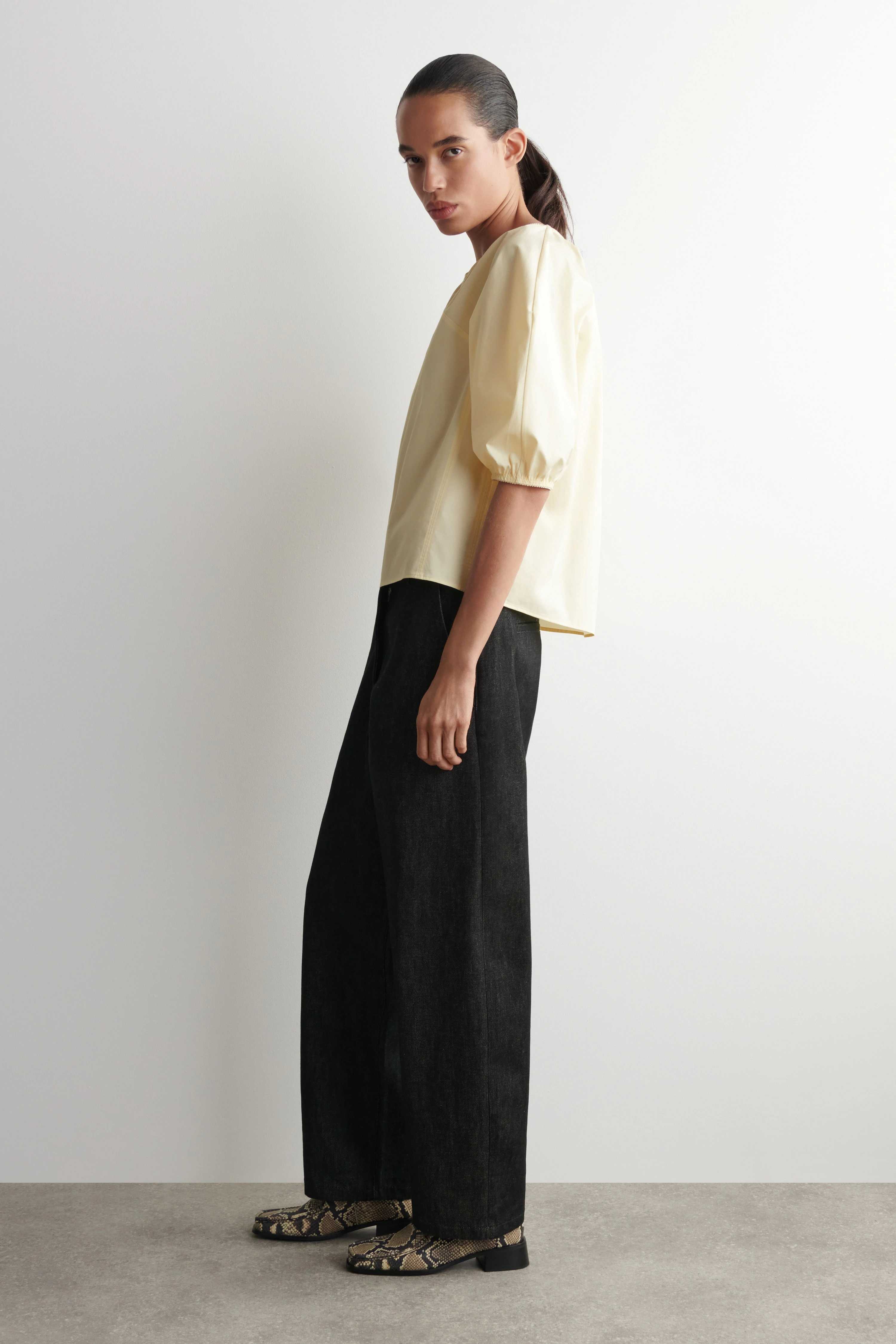 GATHERED PUFF-SLEEVE BLOUSE - 4