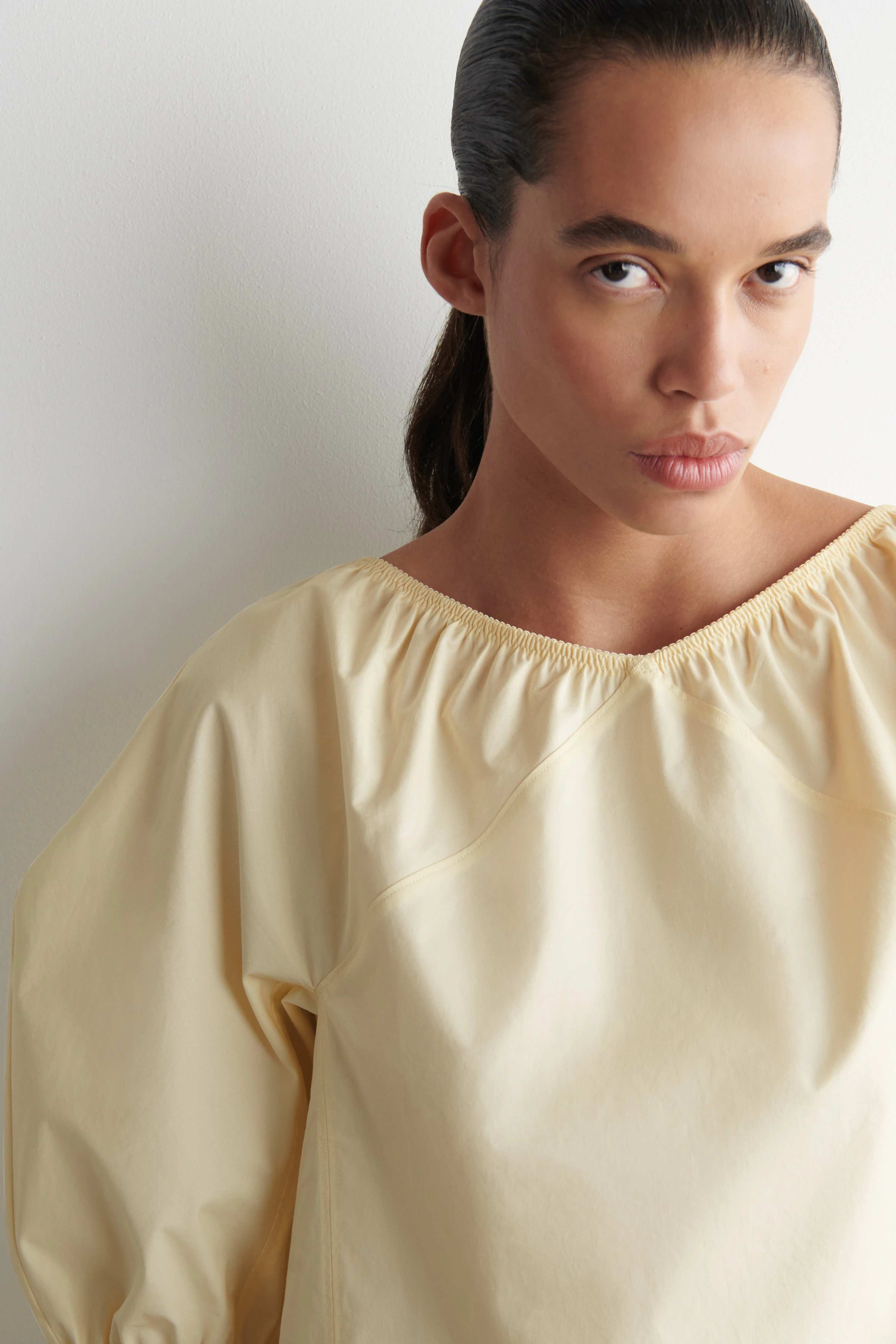 GATHERED PUFF-SLEEVE BLOUSE - 5