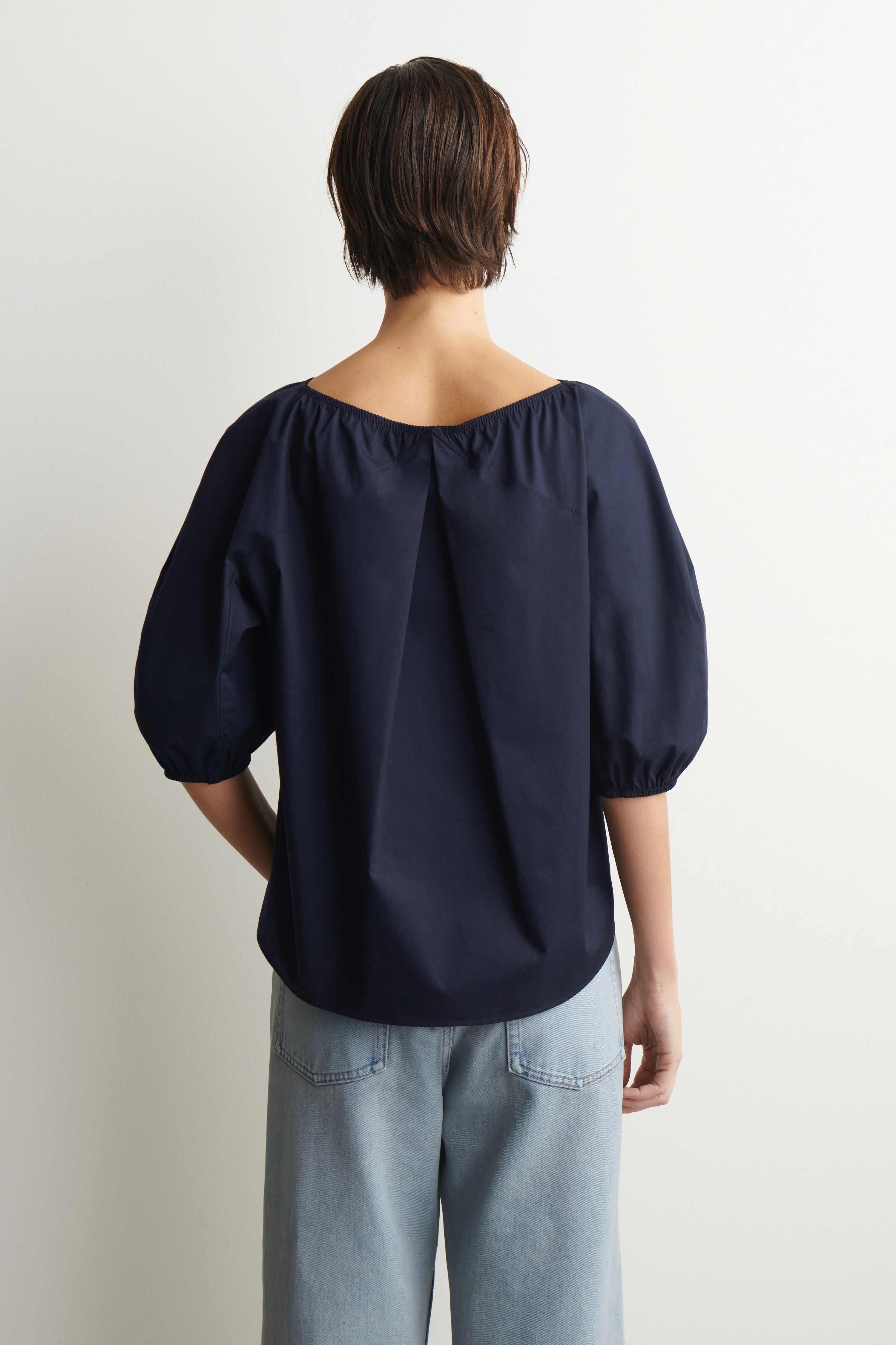 GATHERED PUFF-SLEEVE BLOUSE - 2