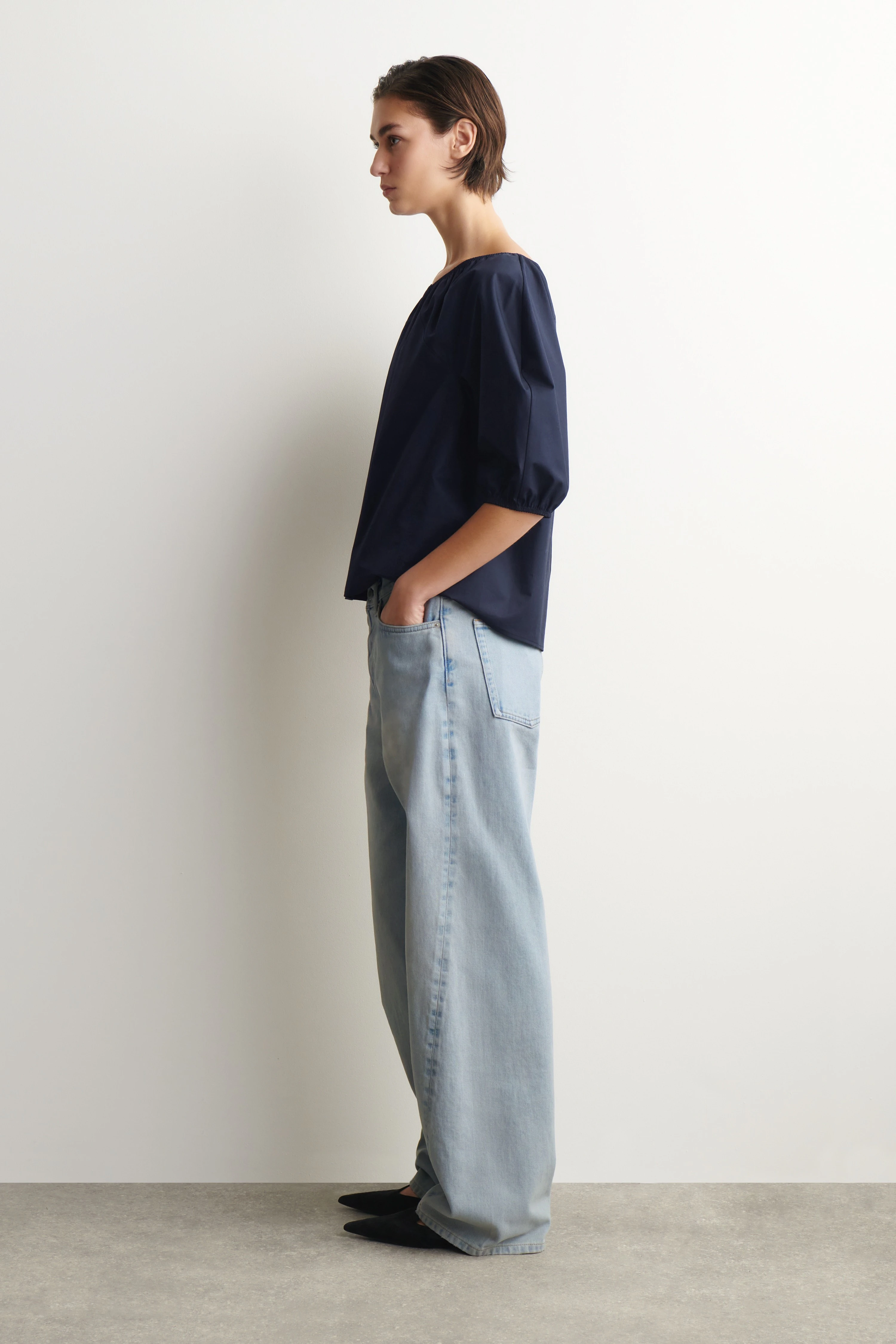 GATHERED PUFF-SLEEVE BLOUSE - 3
