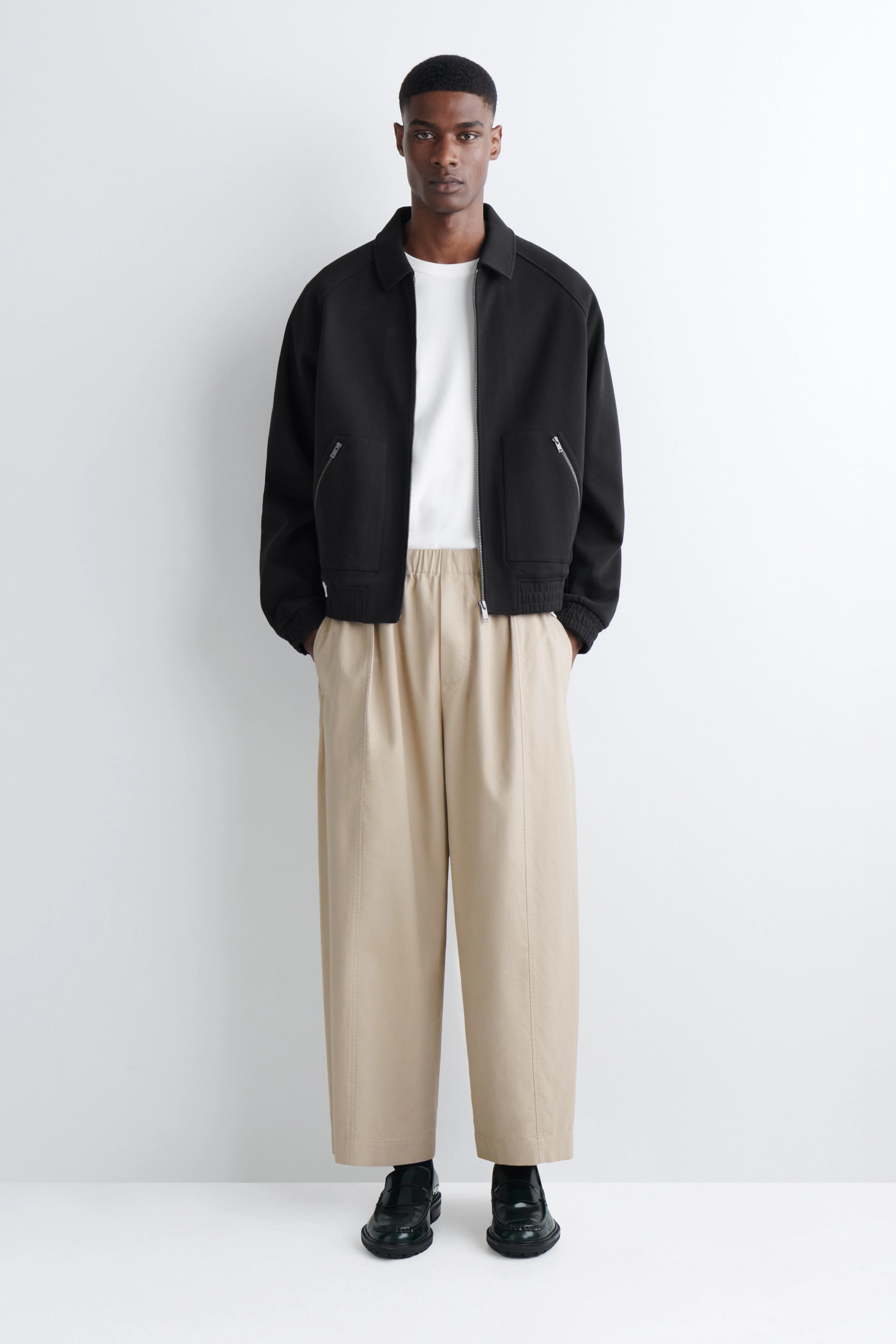 COTTON CROPPED RELAXED-FIT BARREL-LEG TROUSERS - 1