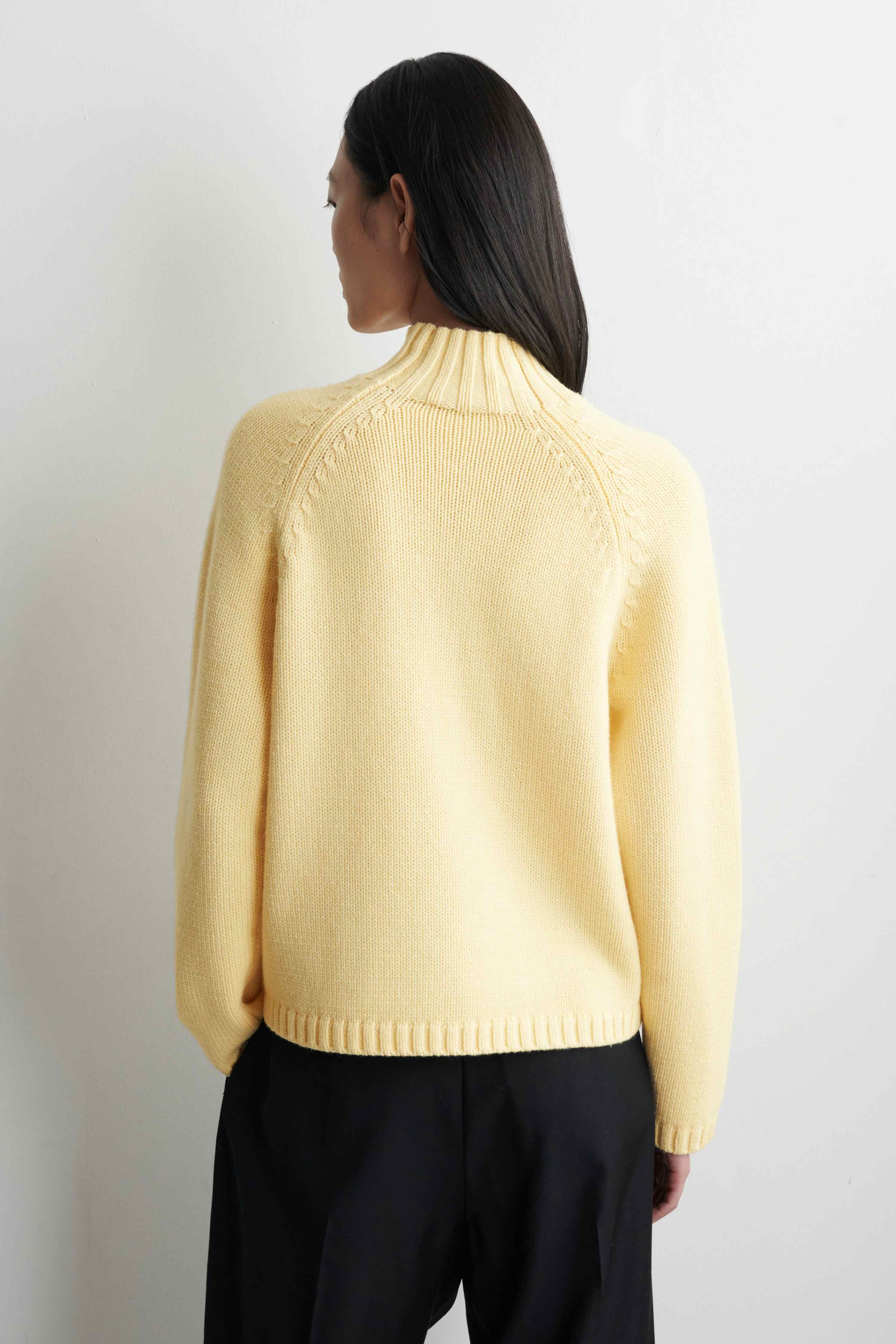 MERINO WOOL FUNNEL-NECK CARDIGAN