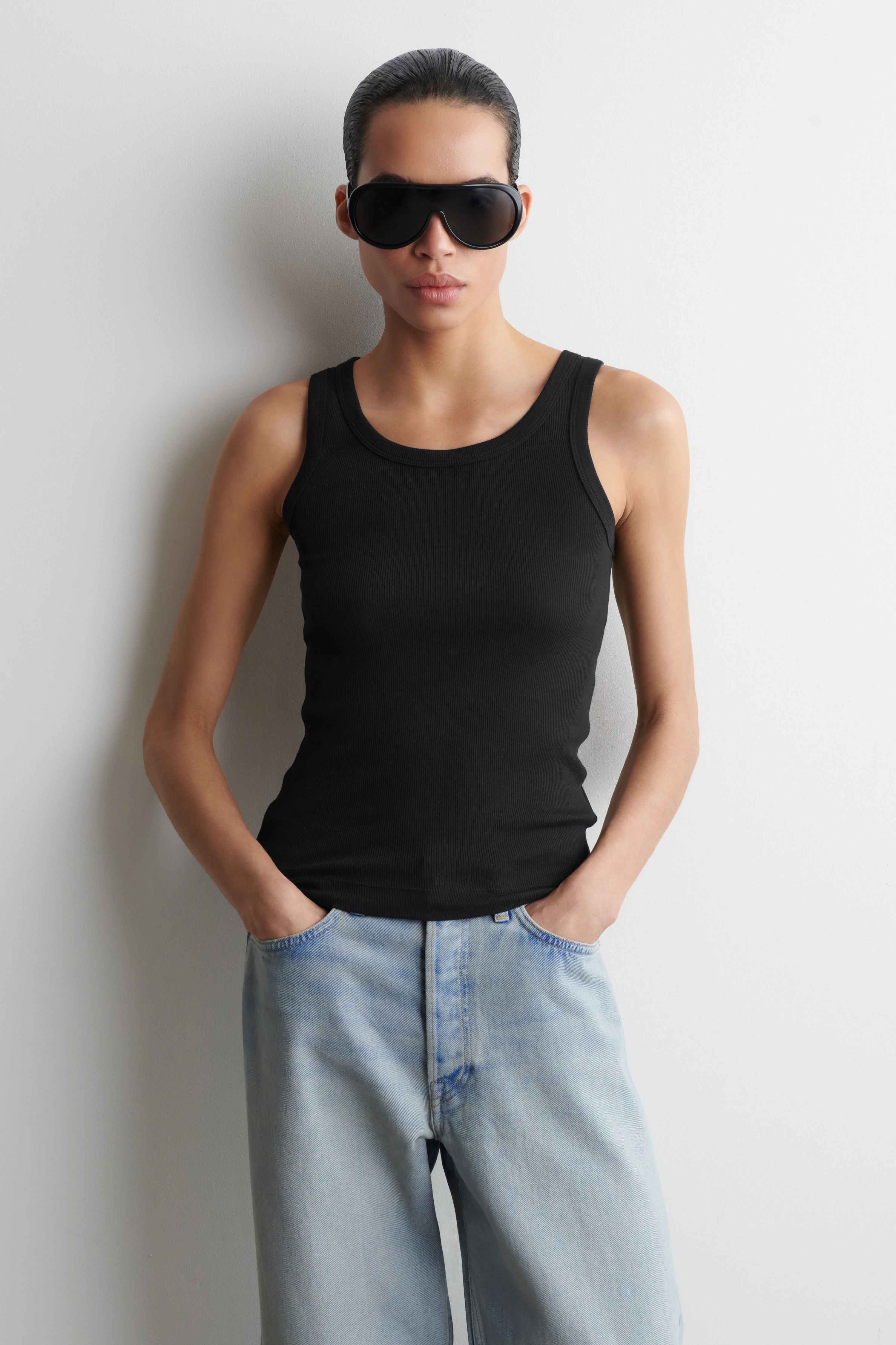 RIBBED COTTON TANK TOP - 1