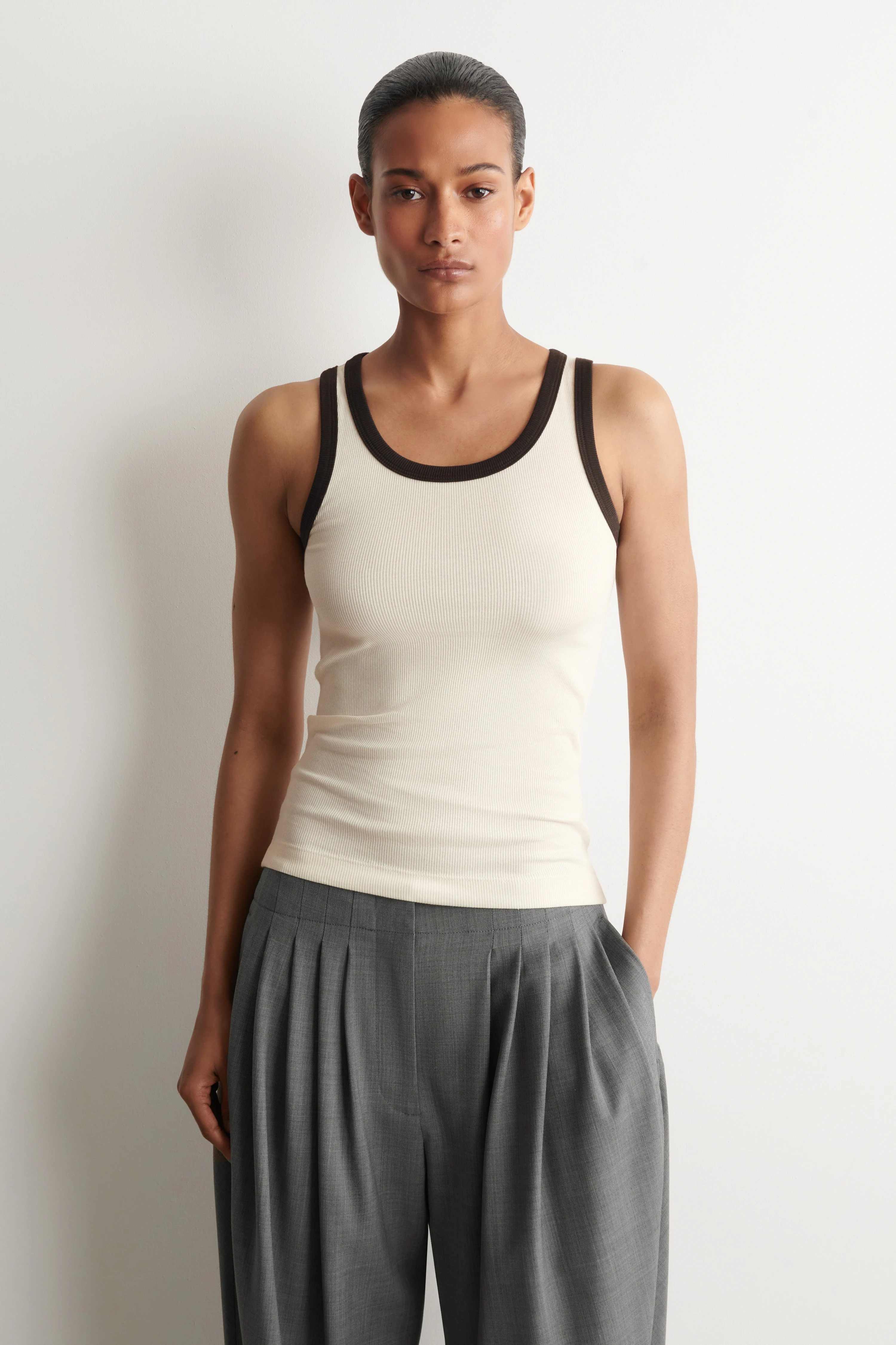 RIBBED COTTON TANK TOP - 1