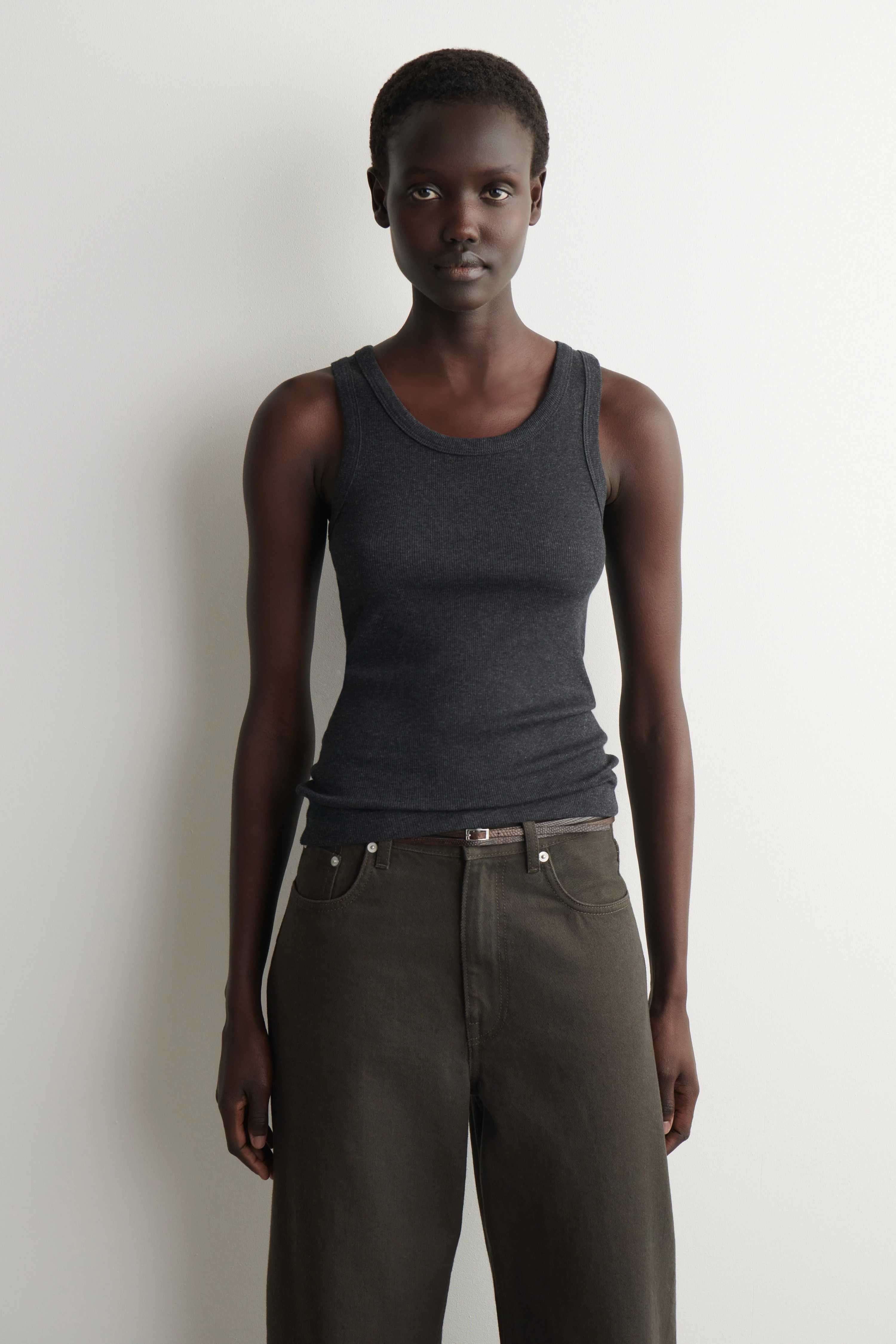 RIBBED COTTON TANK TOP - 1