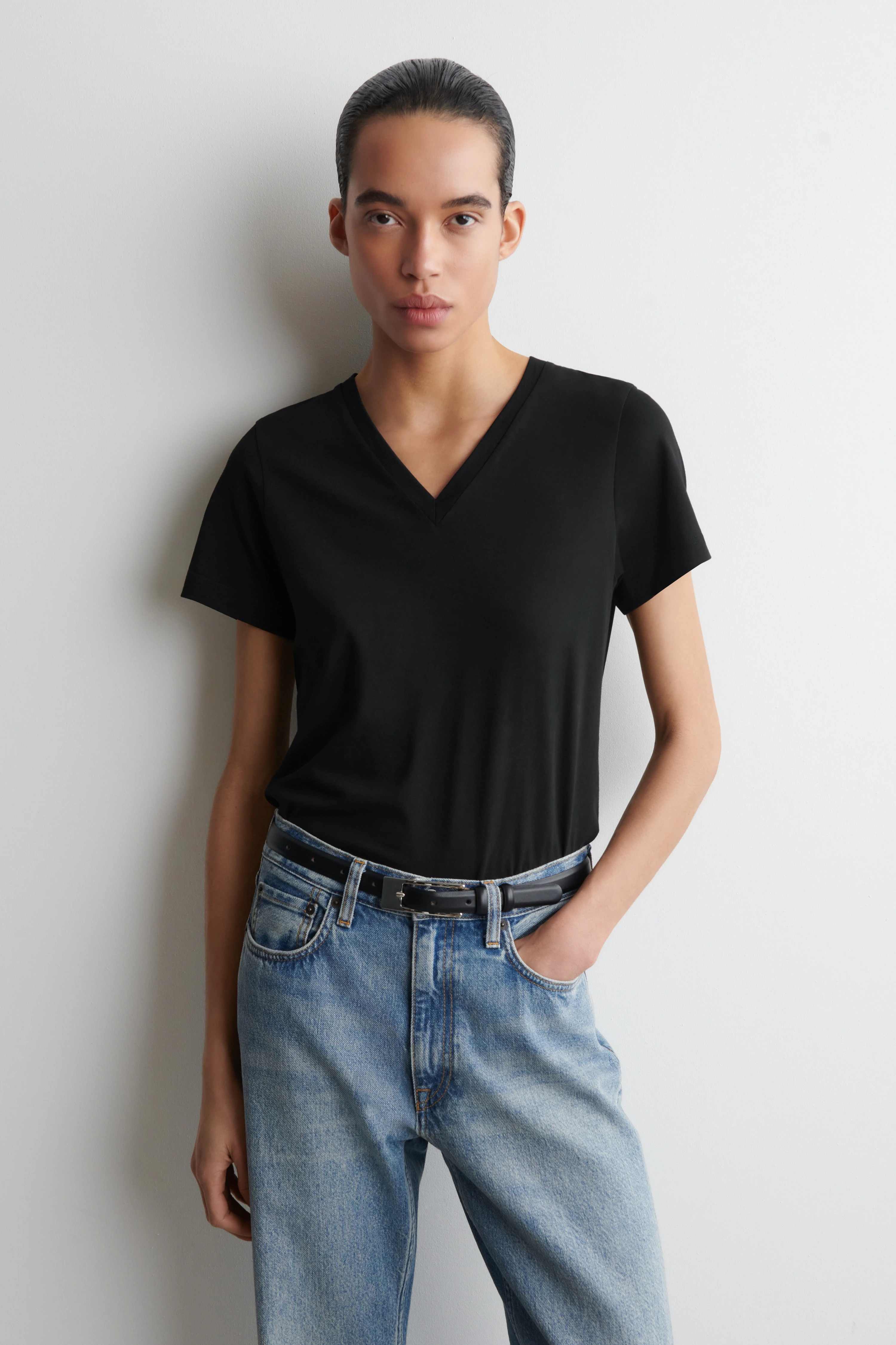 COTTON V-NECK T-SHIRT - 1