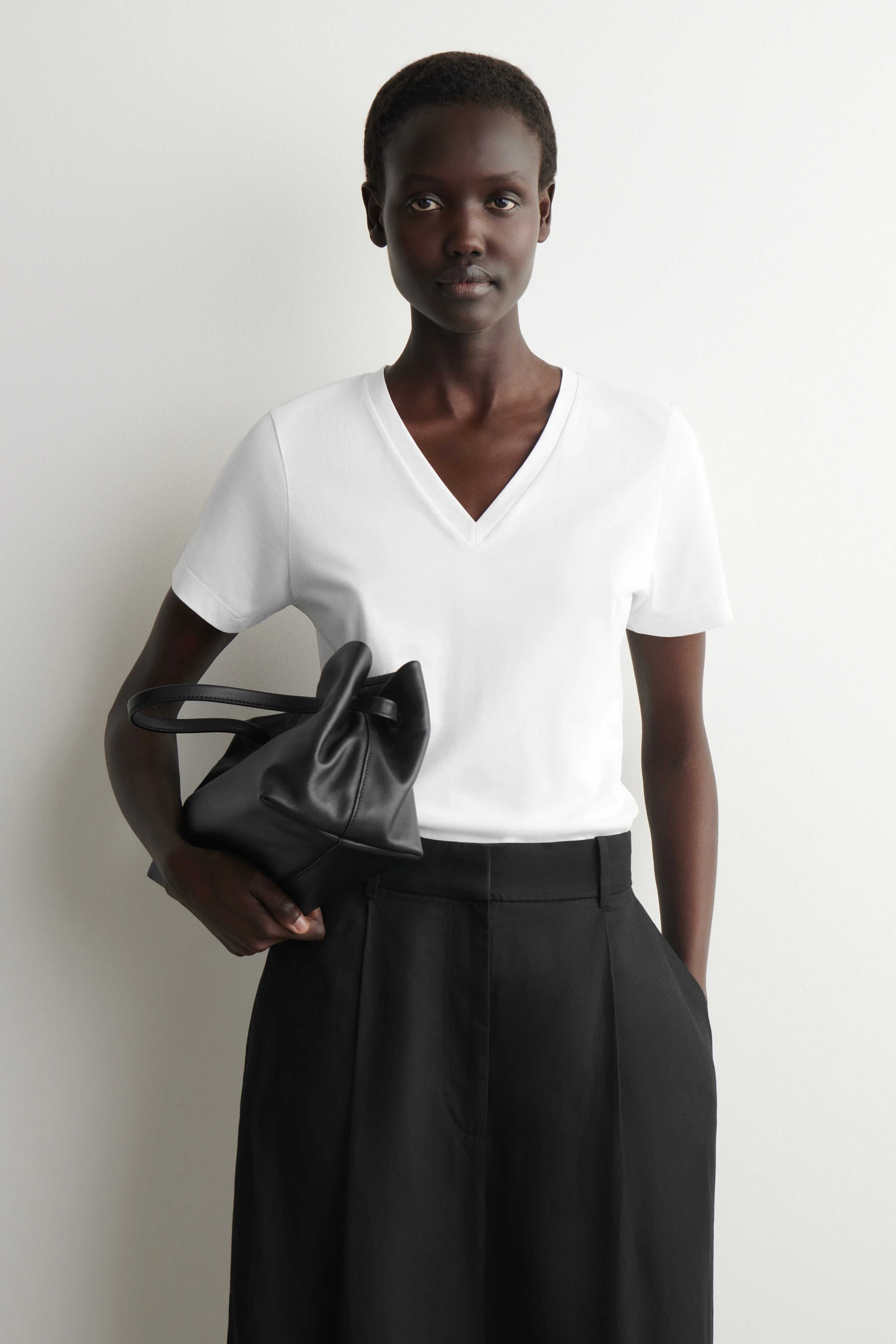 COTTON V-NECK T-SHIRT - 1