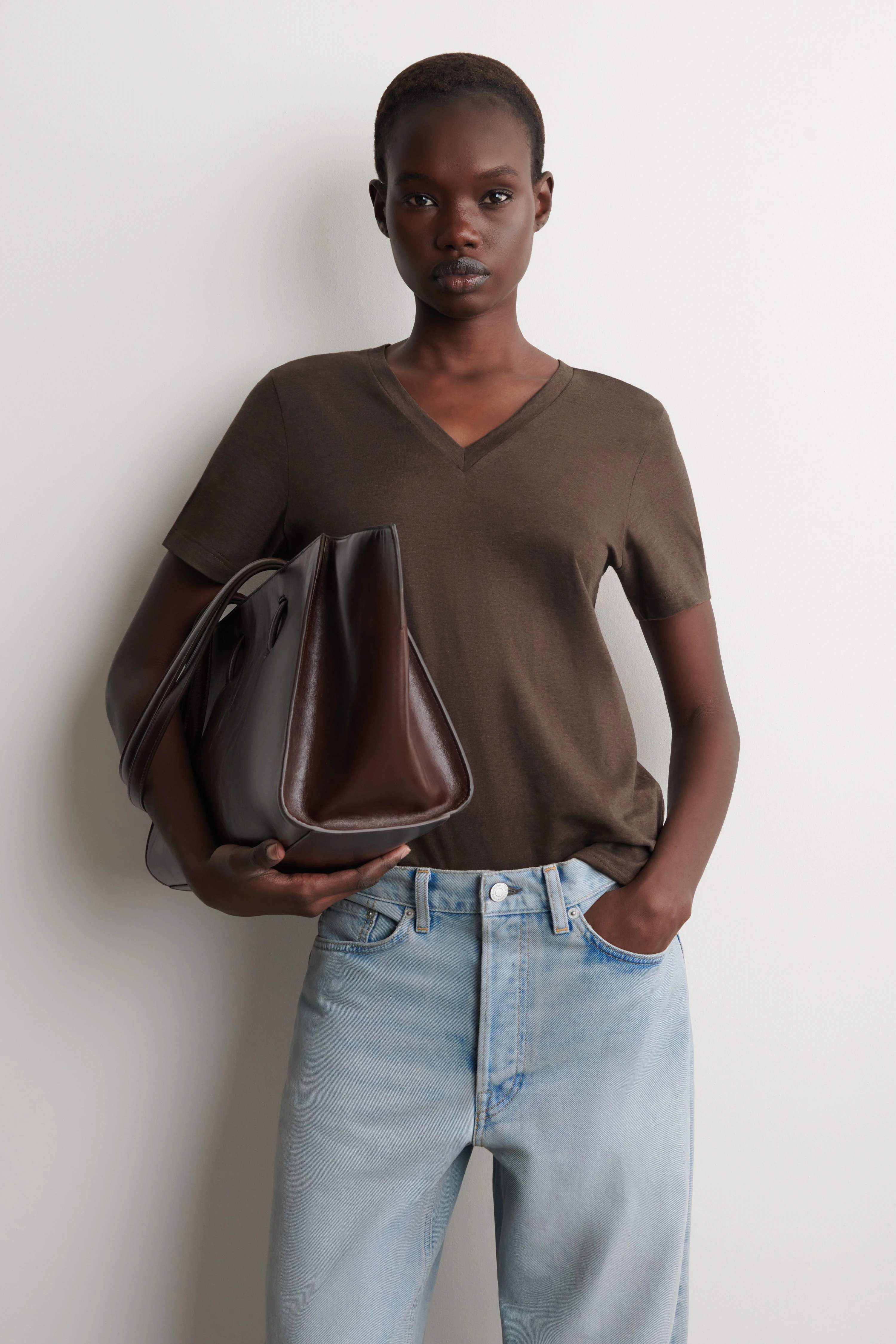 COTTON V-NECK T-SHIRT - 1