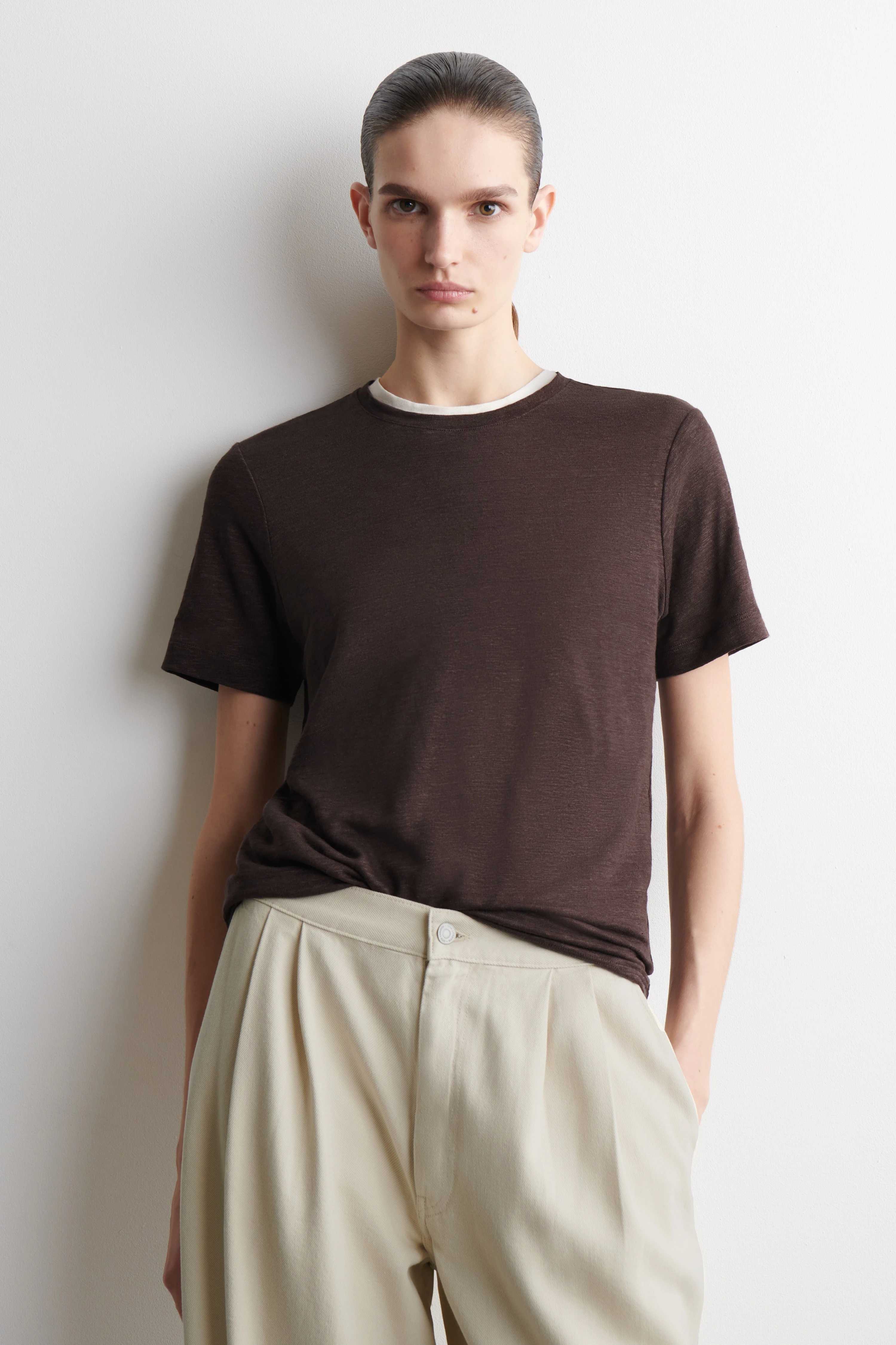 CREW-NECK LINEN T-SHIRT - 1