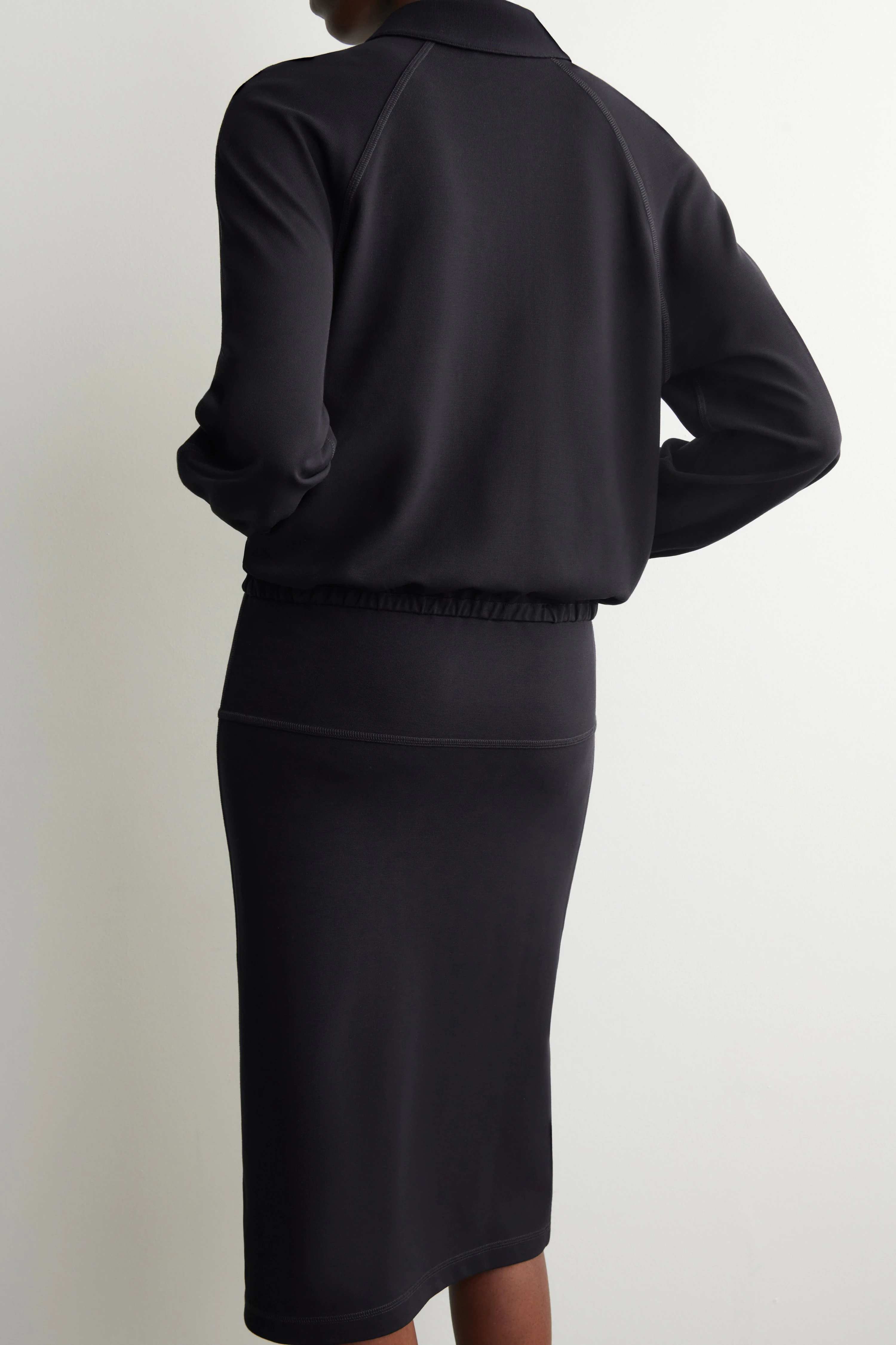 DRAWSTRING JERSEY STRAIGHT MIDI SKIRT - 4