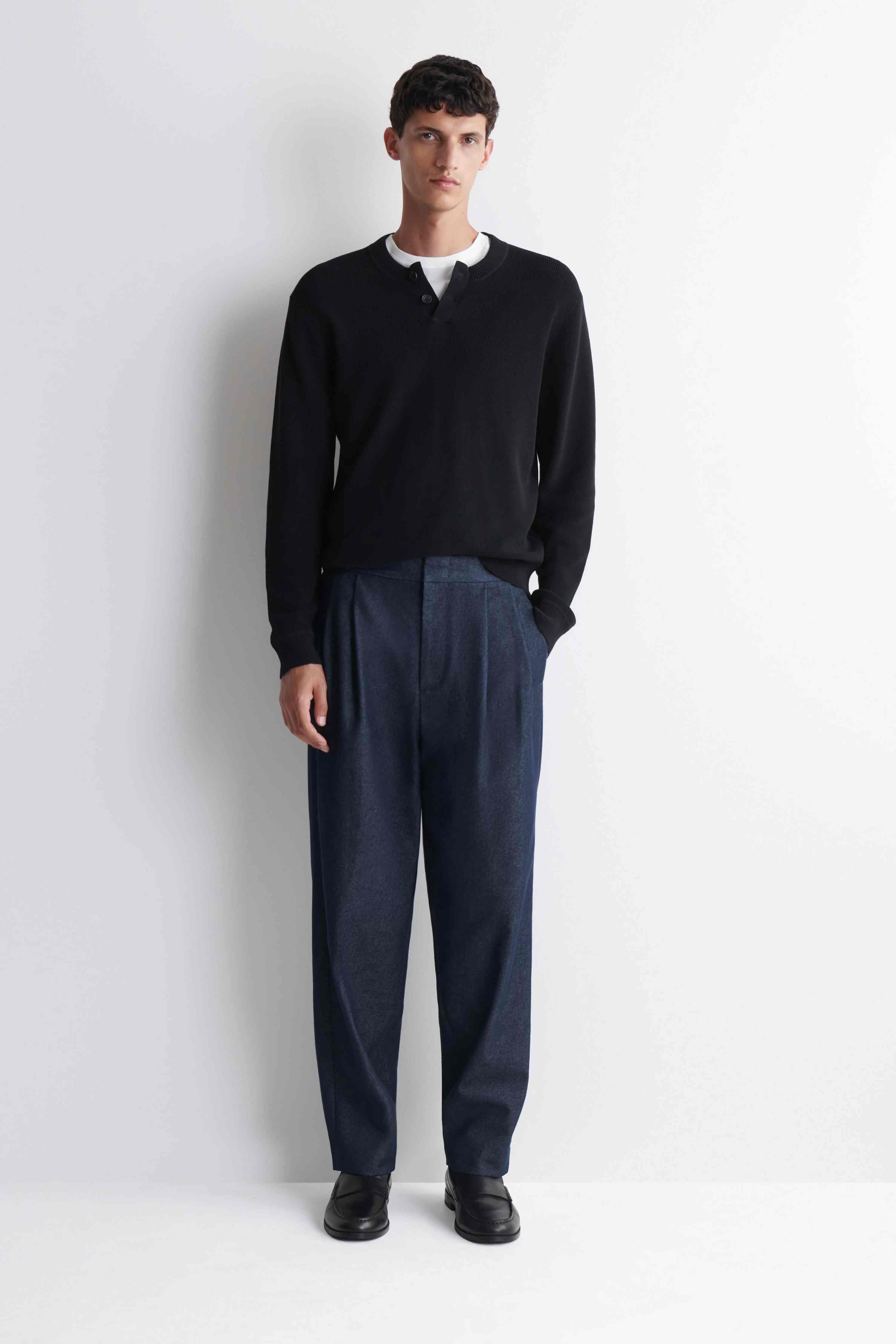 KNITTED COTTON HENLEY JUMPER - 3