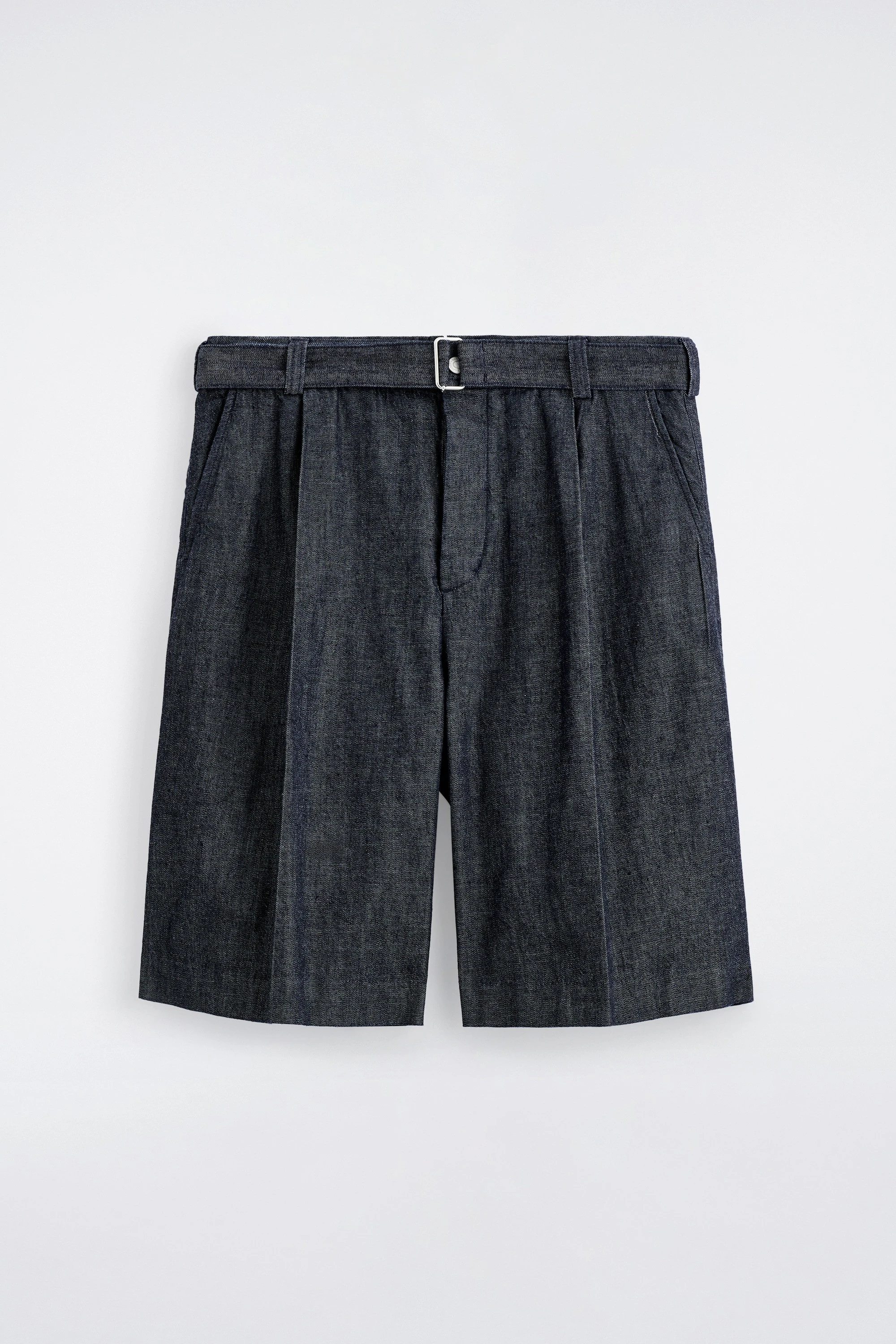 BELTED WIDE-LEG DENIM SHORTS - 5