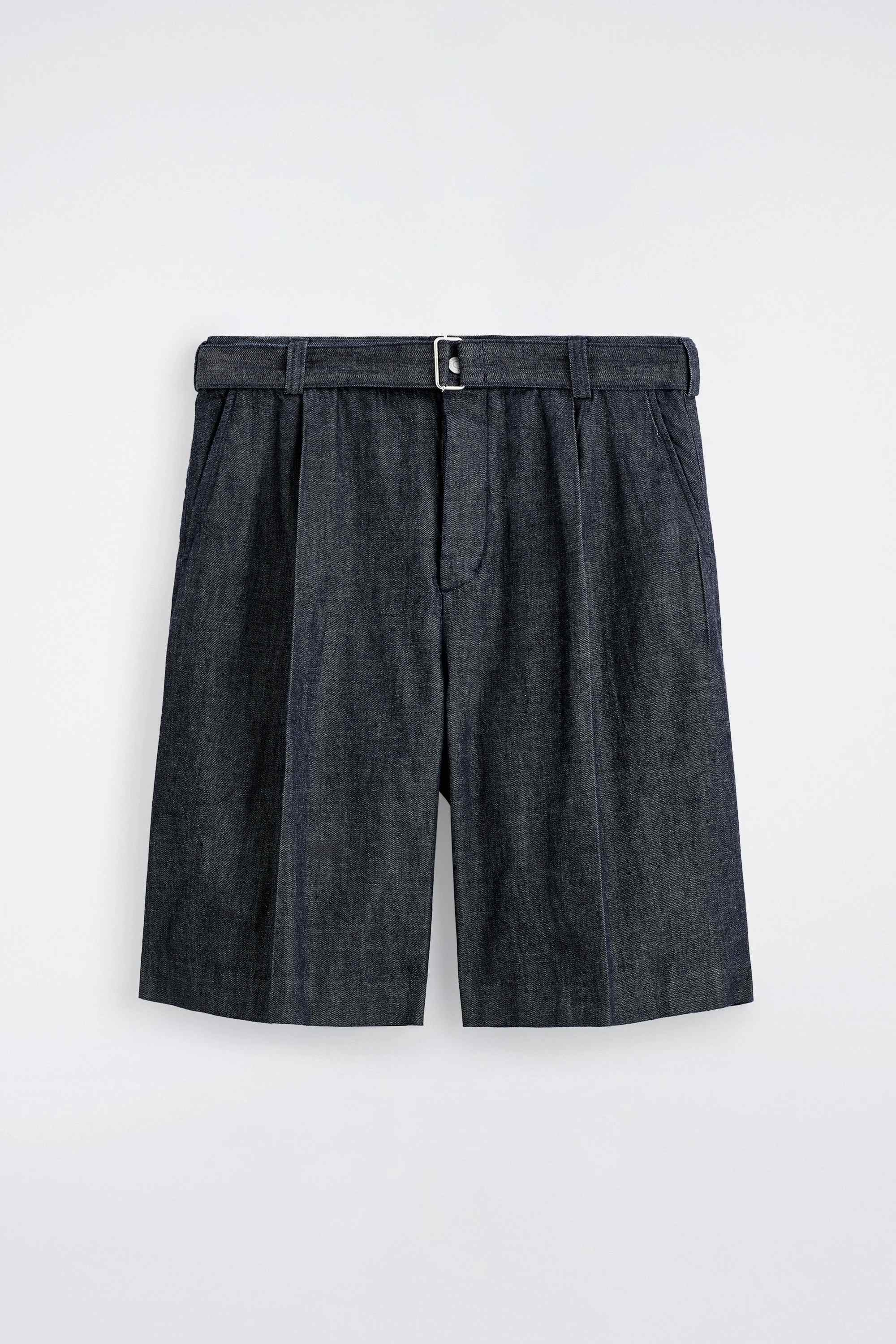 BELTED WIDE-LEG DENIM SHORTS - 5