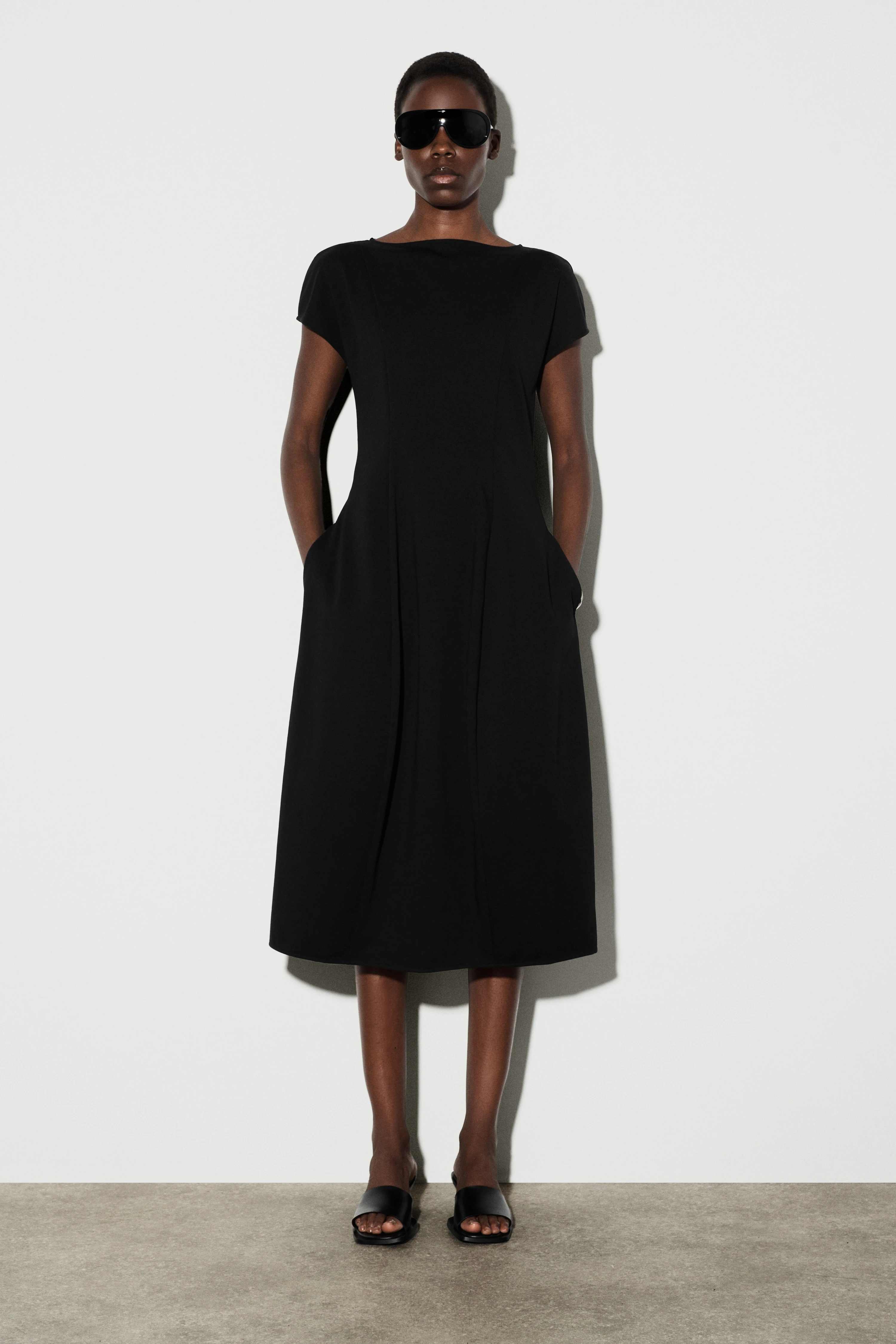 SCULPTURAL JERSEY MIDI DRESS