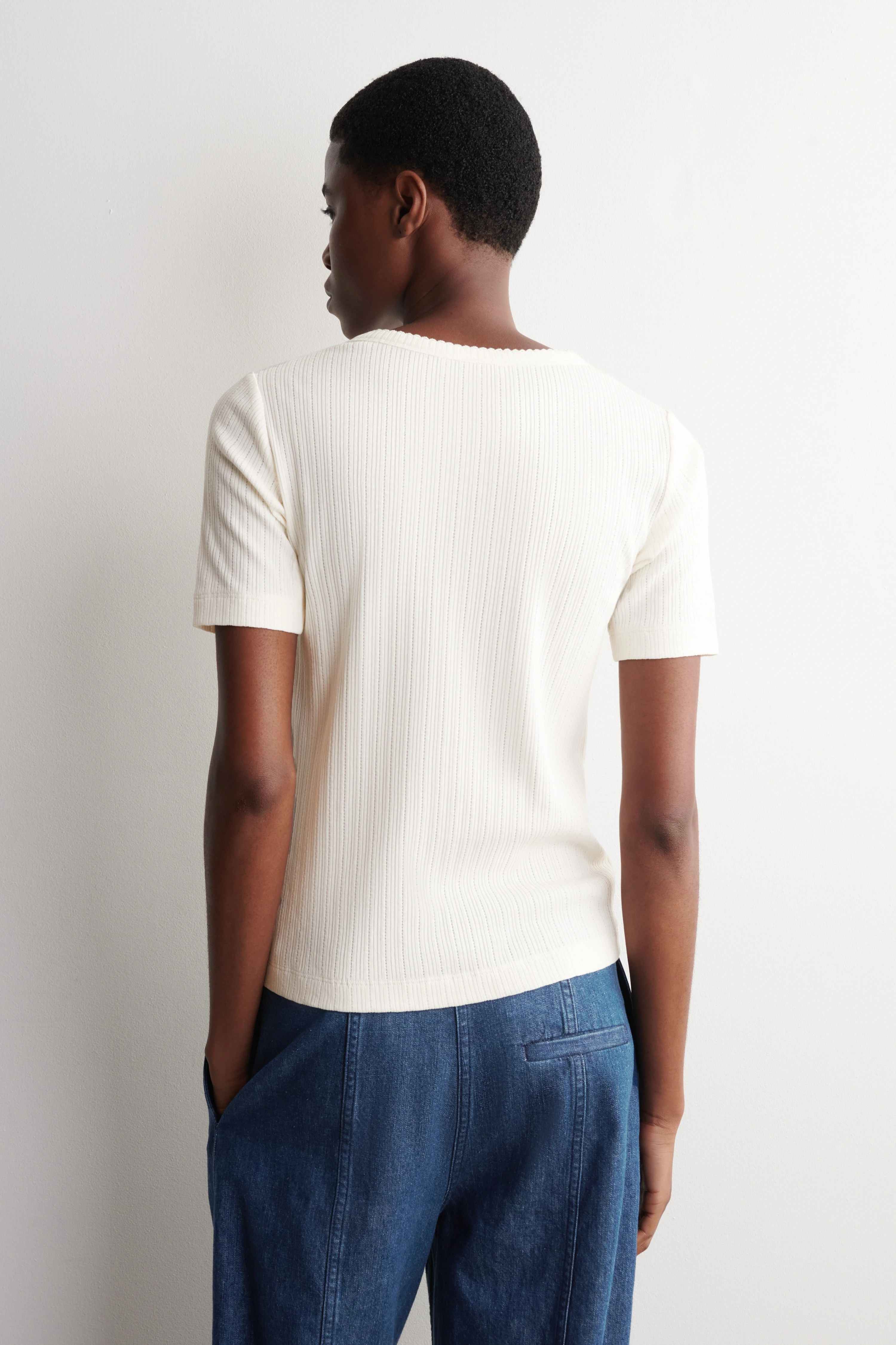 POINTELLE-KNIT SHORT-SLEEVED CARDIGAN - 2