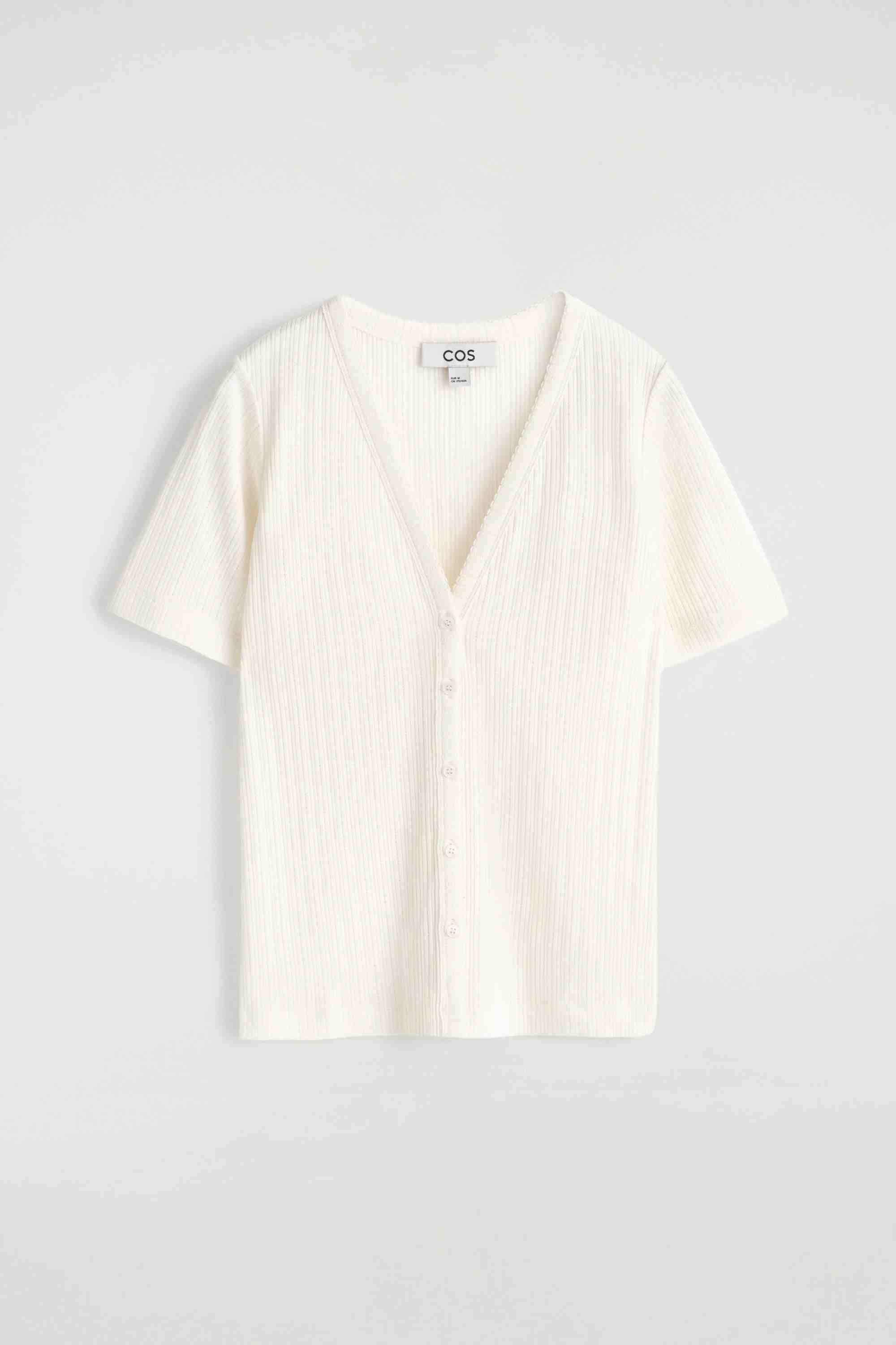 POINTELLE-KNIT SHORT-SLEEVED CARDIGAN - 5