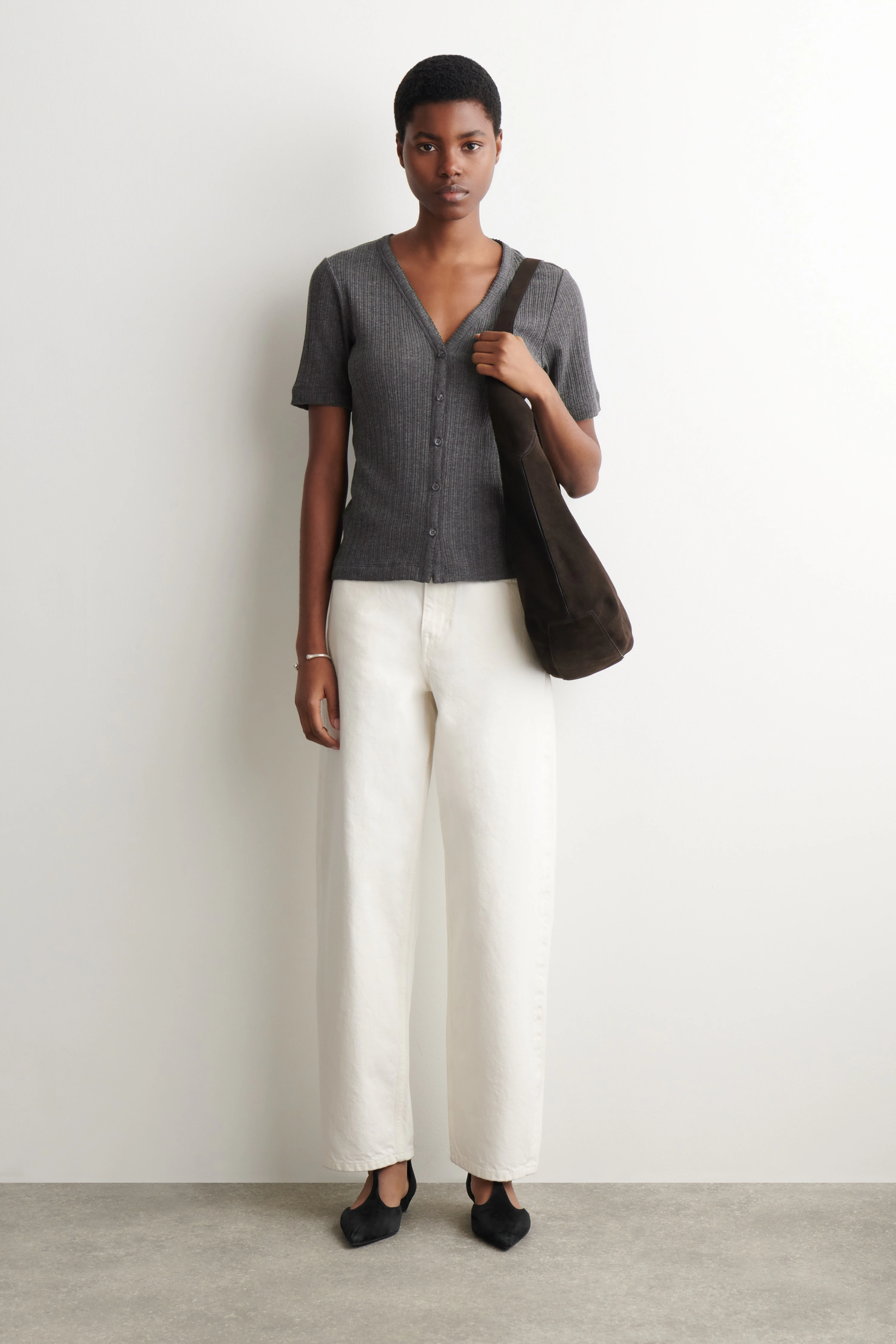 POINTELLE-KNIT SHORT-SLEEVED CARDIGAN - 3