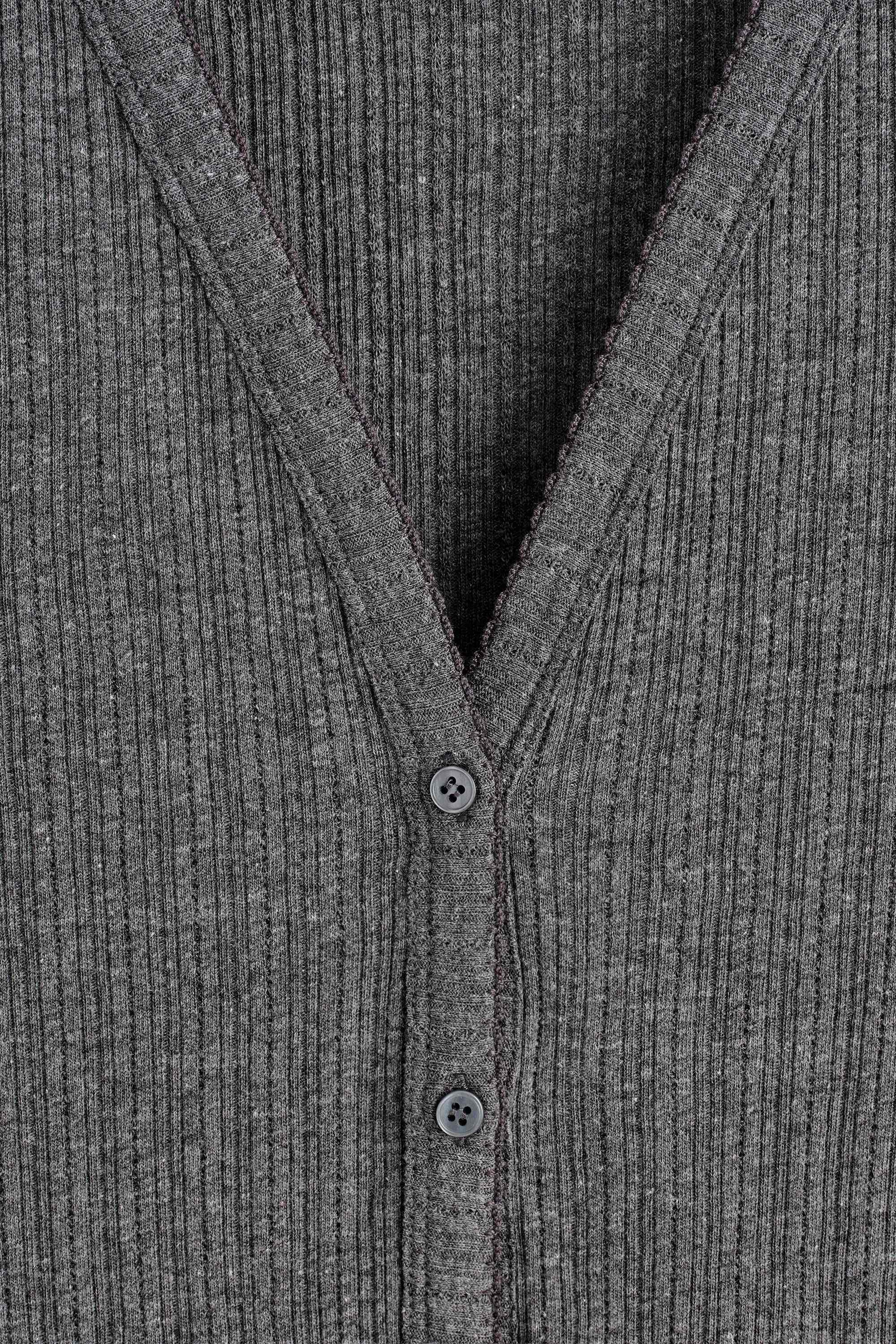 POINTELLE-KNIT SHORT-SLEEVED CARDIGAN - 7