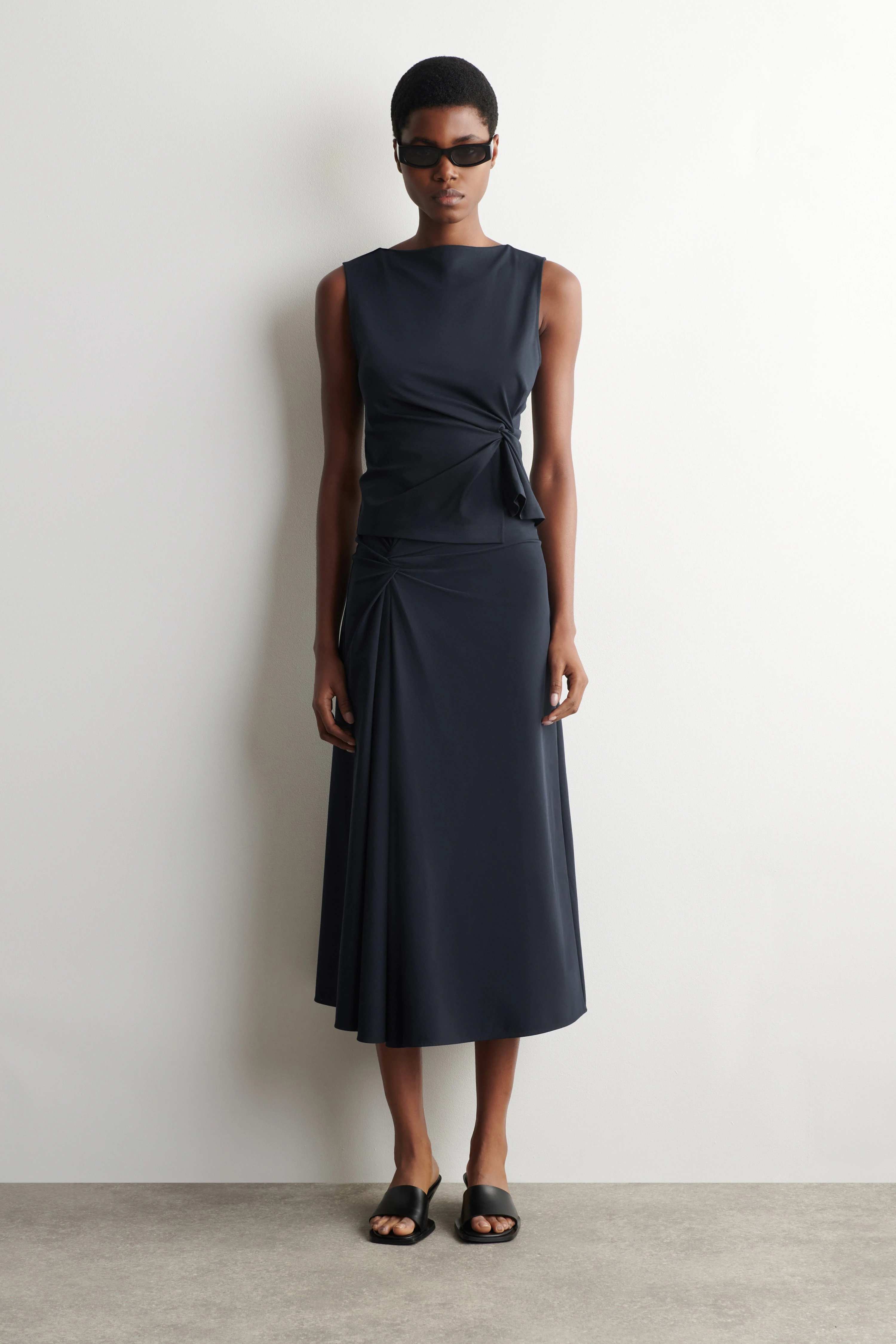 TWIST-DETAIL JERSEY MIDI SKIRT - 1