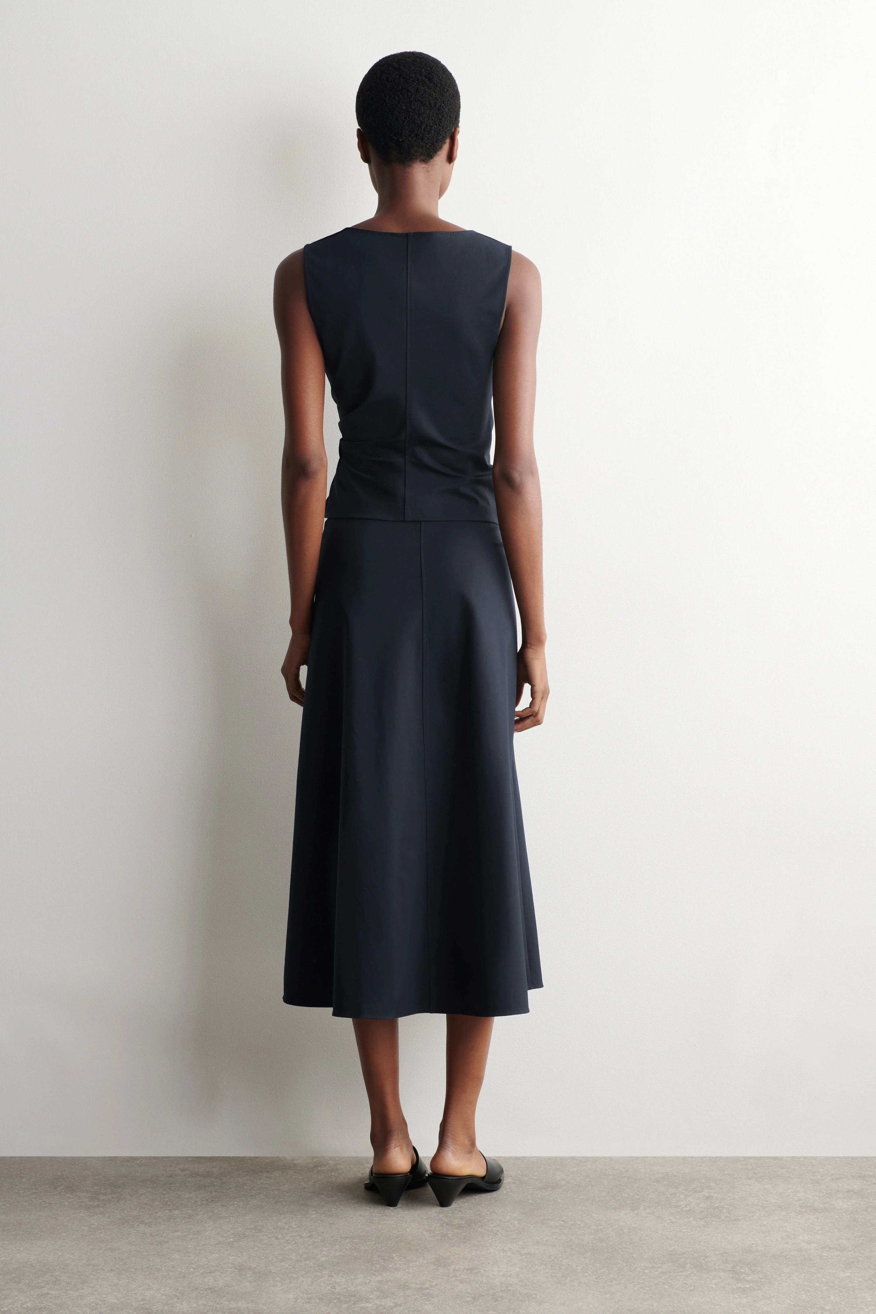 TWIST-DETAIL JERSEY MIDI SKIRT