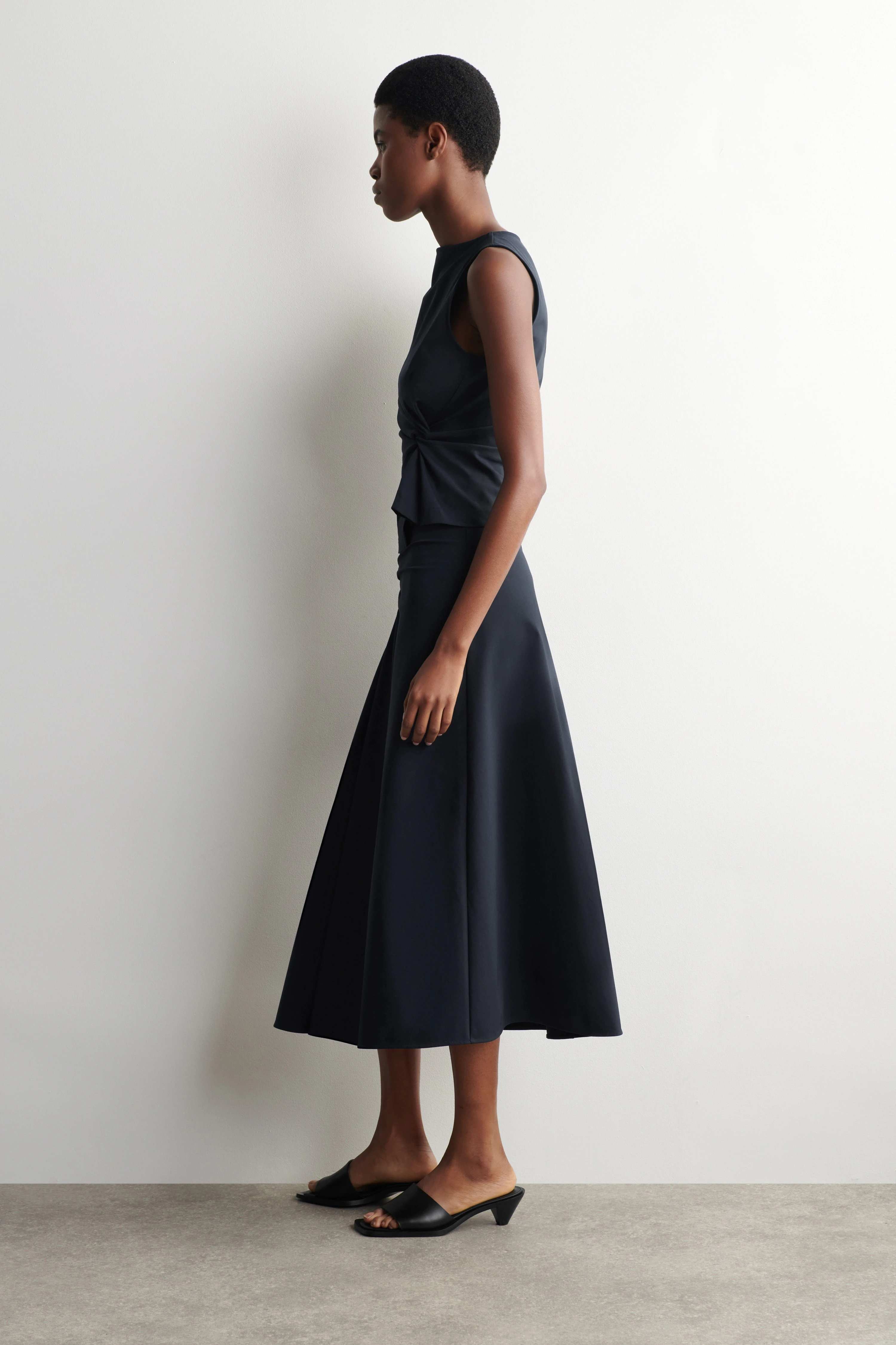 TWIST-DETAIL JERSEY MIDI SKIRT - 3