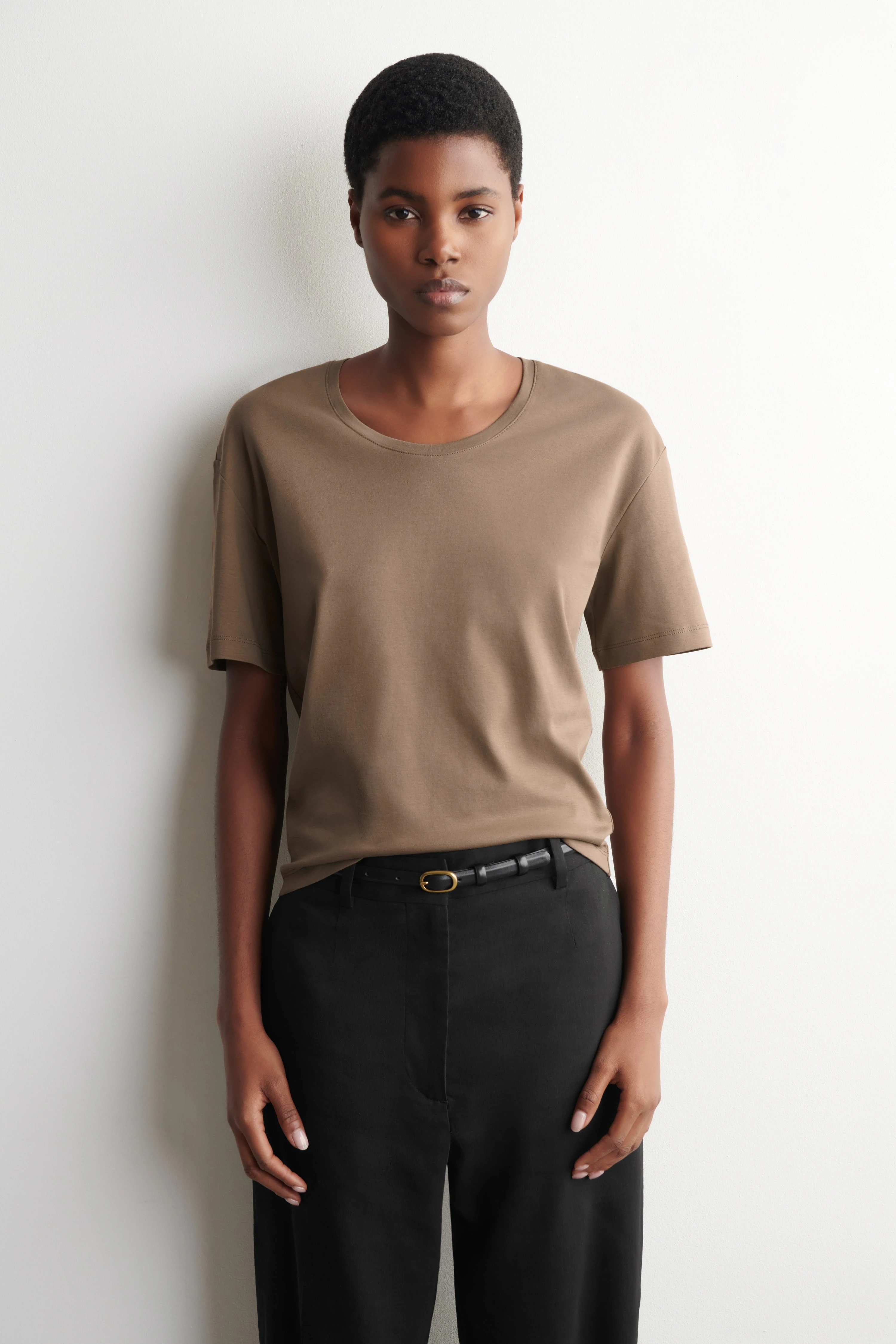 SCOOP-NECK COTTON T-SHIRT - 1