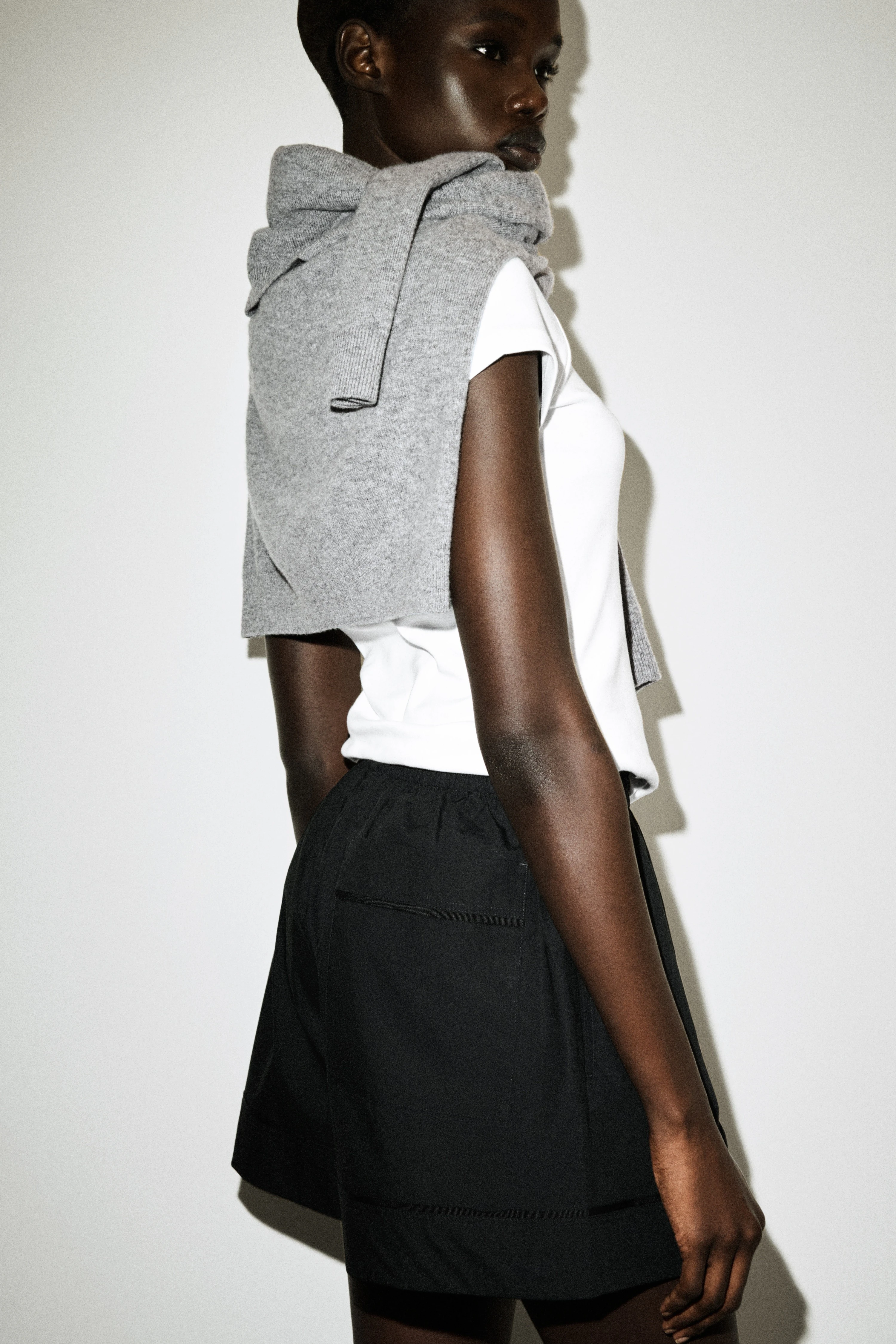 ELASTICATED GROSGRAIN-DETAIL COTTON SHORTS - 3