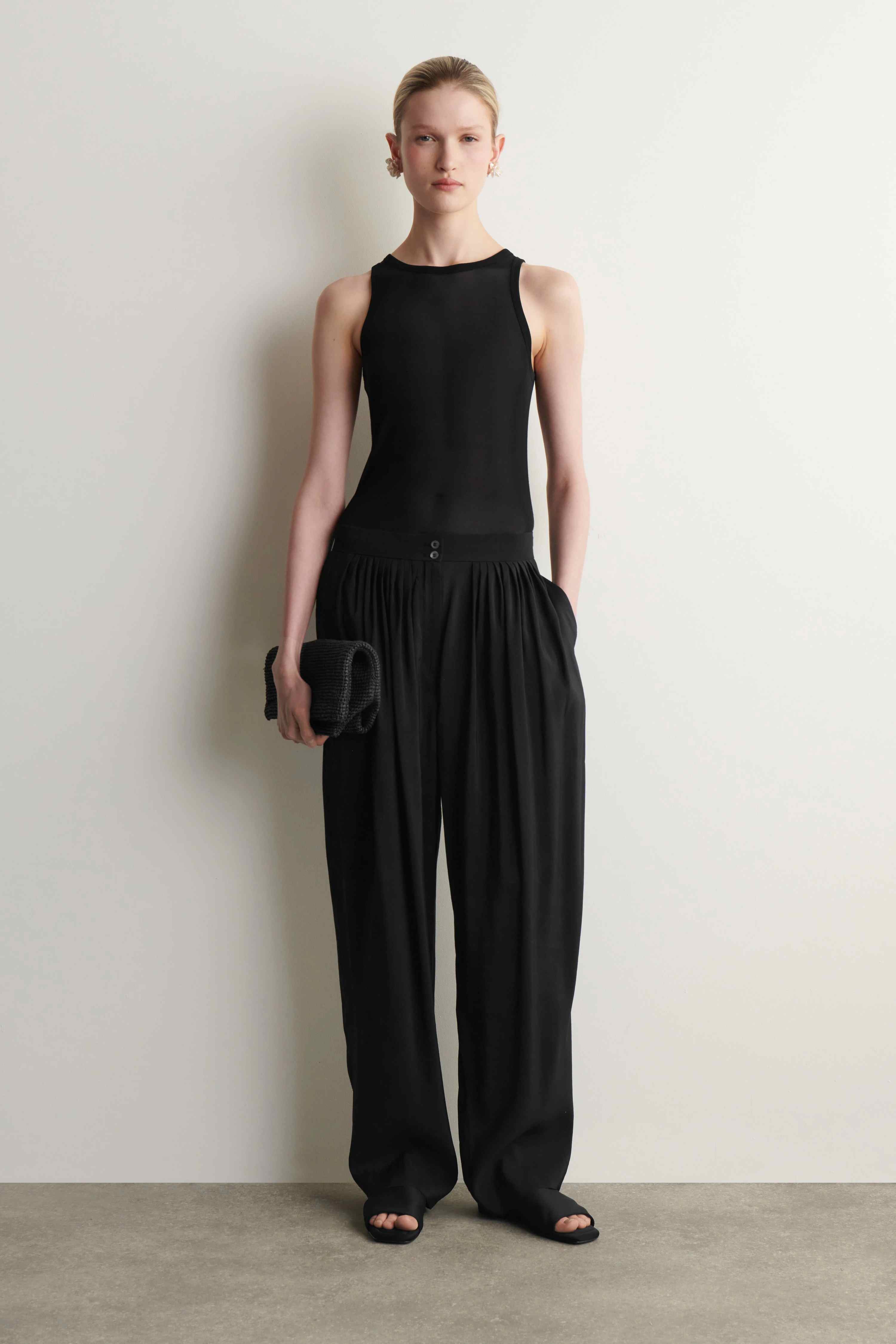 DRAPED PLEATED STRAIGHT-LEG TROUSERS - 1